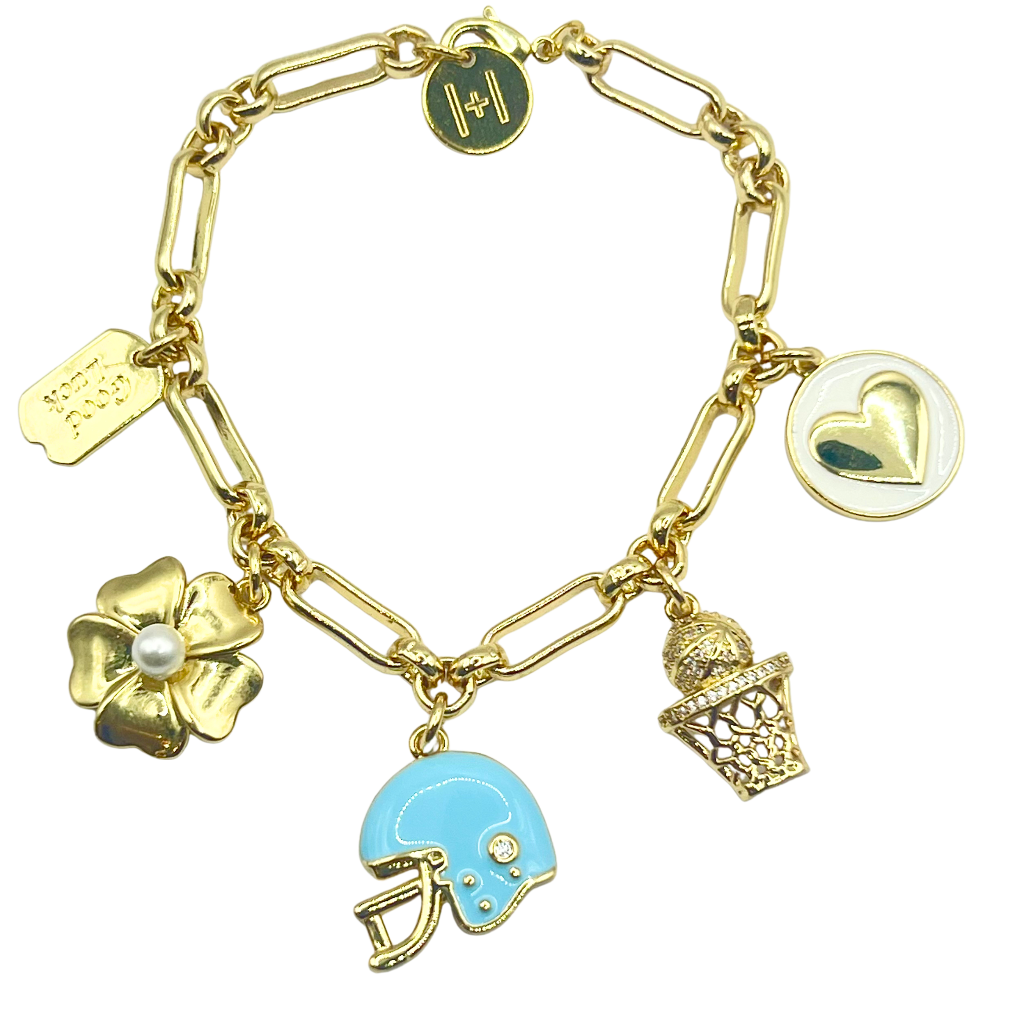 Caroline Blue & White Gameday Charm Bracelet