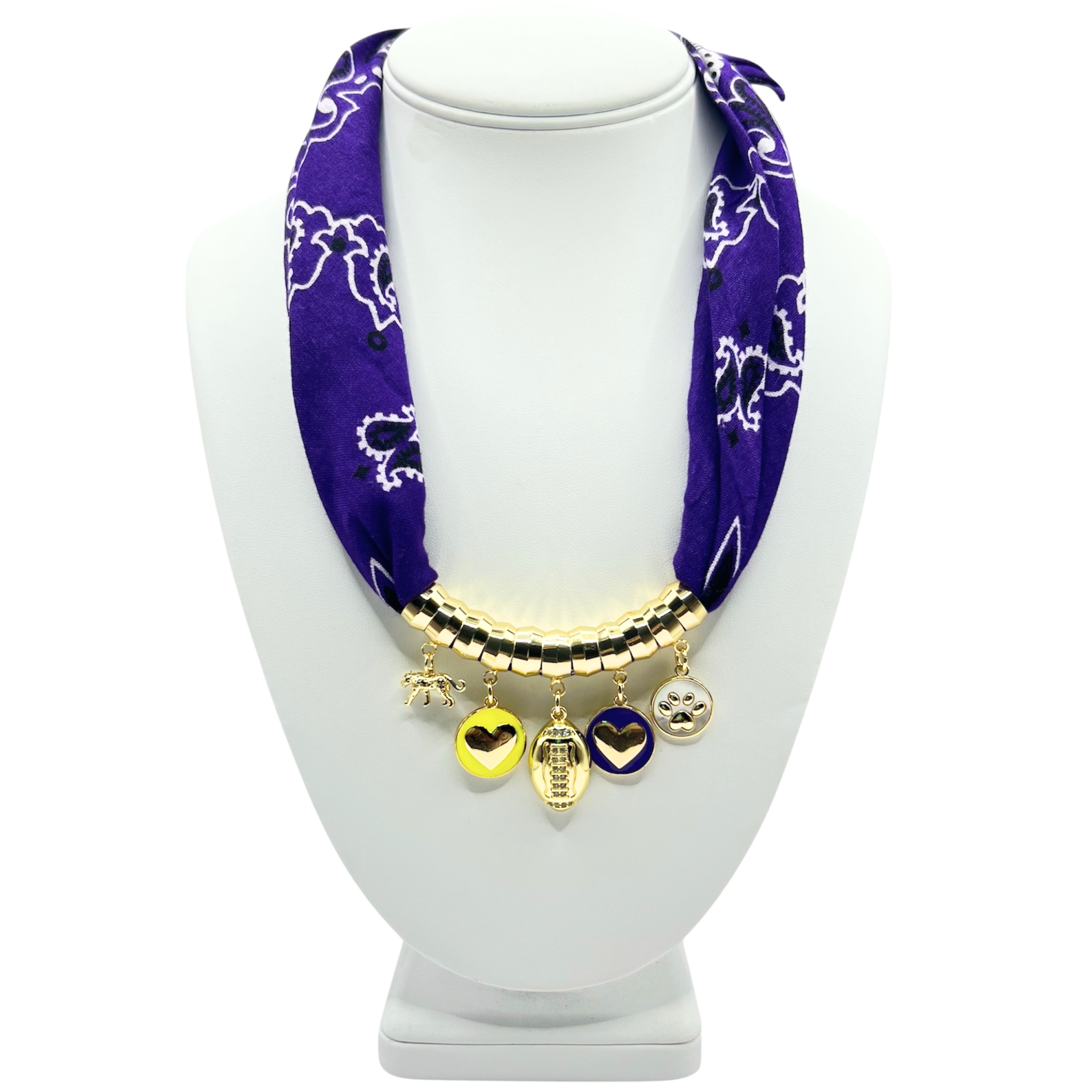 Game Day Bandana Necklace - Purple/Gold