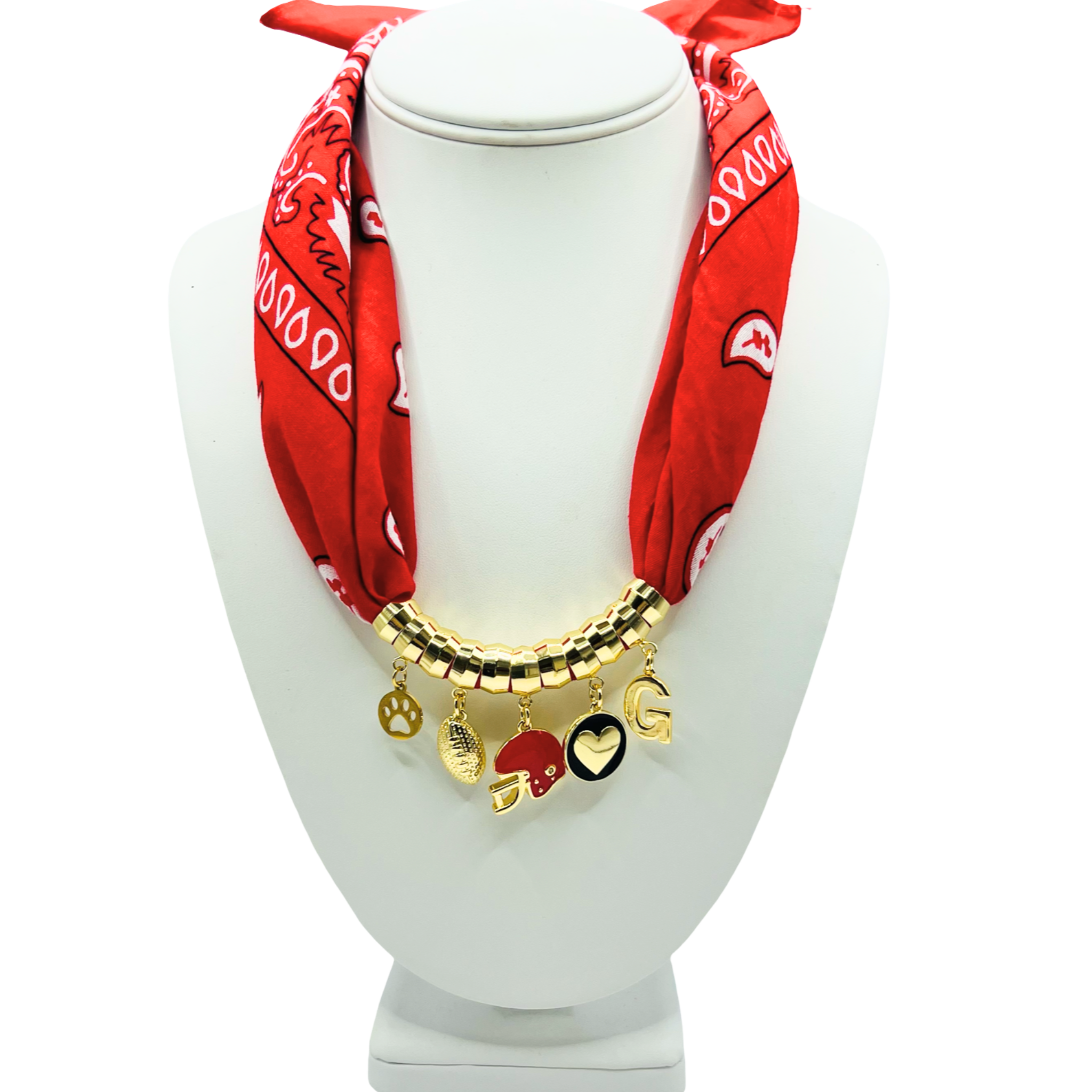 Game Day Bandana Necklace - Red/Black