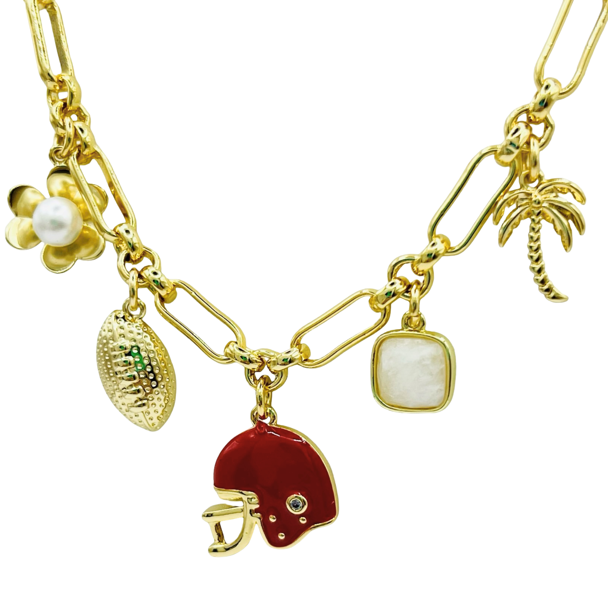 Game Day Spirit Charm Necklace - Garnet,Black, & White