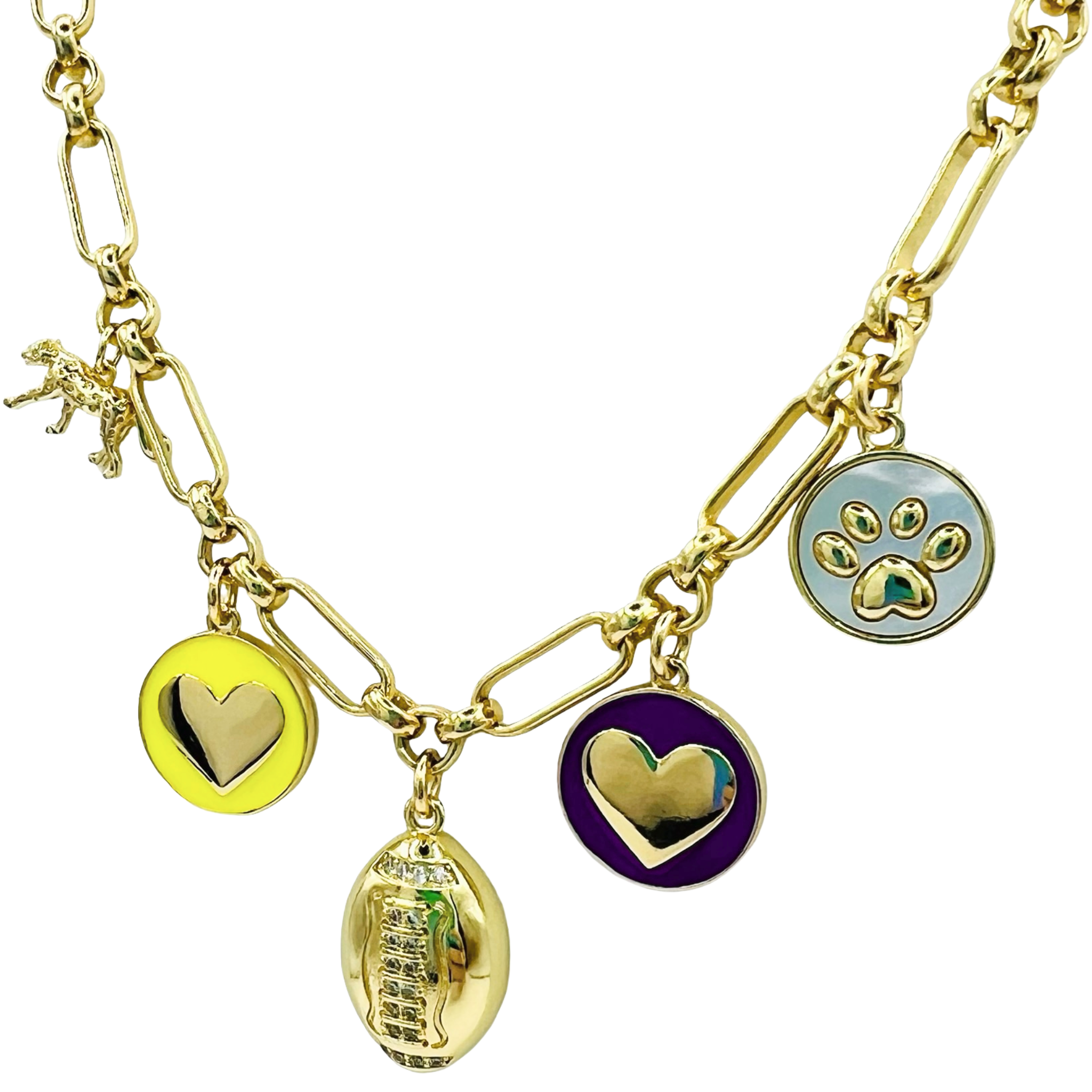 Game Day Spirit Charm Necklace - Purple & Gold