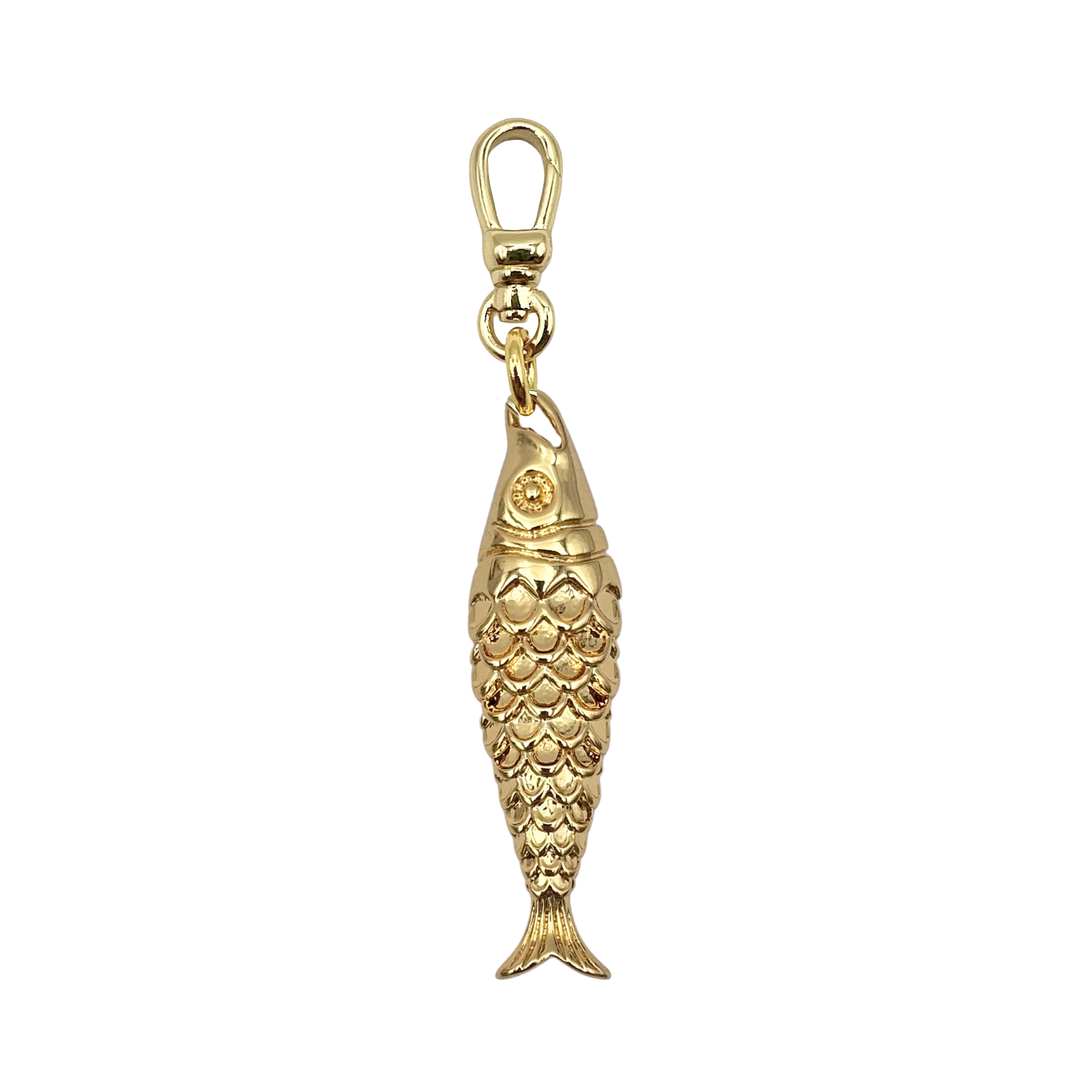 Gold 3D fish charm with gold charm clip by HOLST+LEE