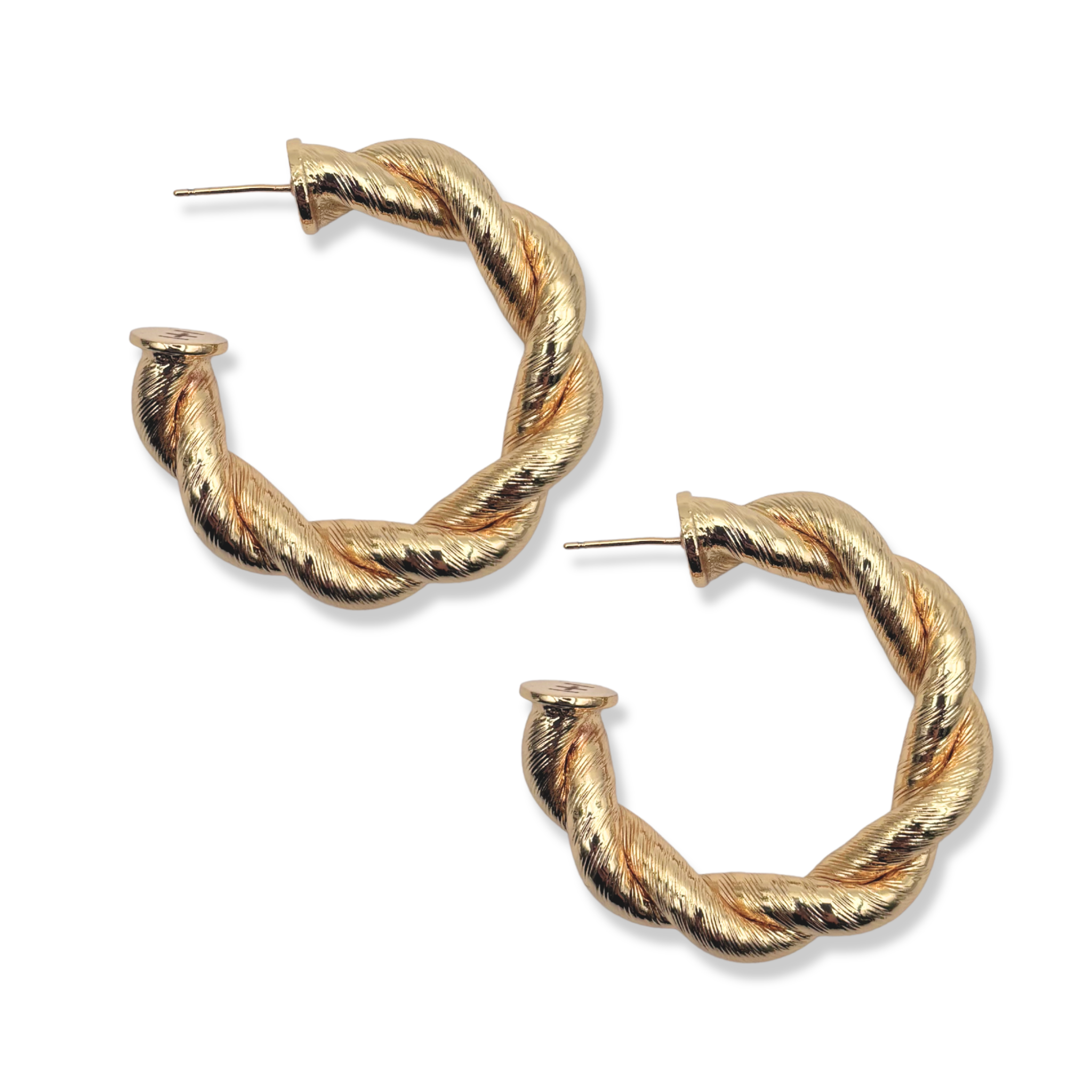 Gold twisted rope hoop earrings by HOLST+LEE
