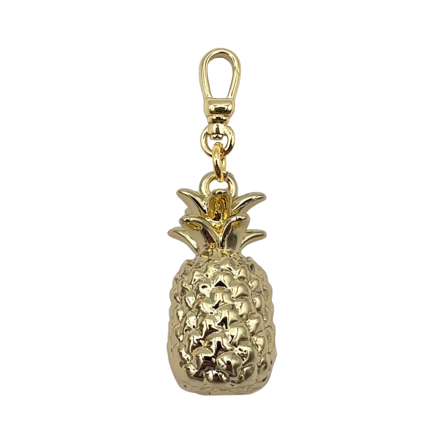 Gold 3D detailed pineapple with charm clip by HOLST+LEE