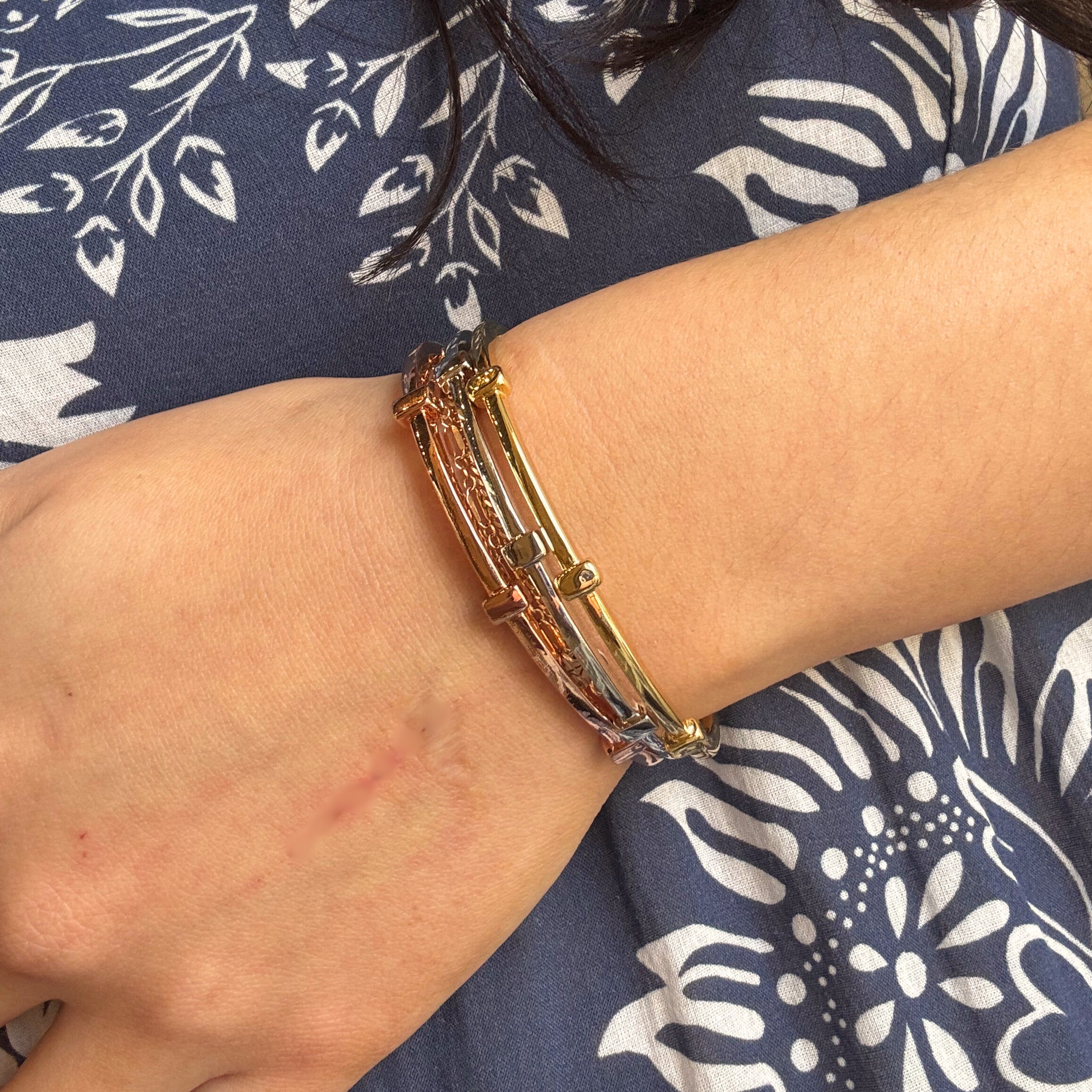 Gold Thin Cuff Stacked
