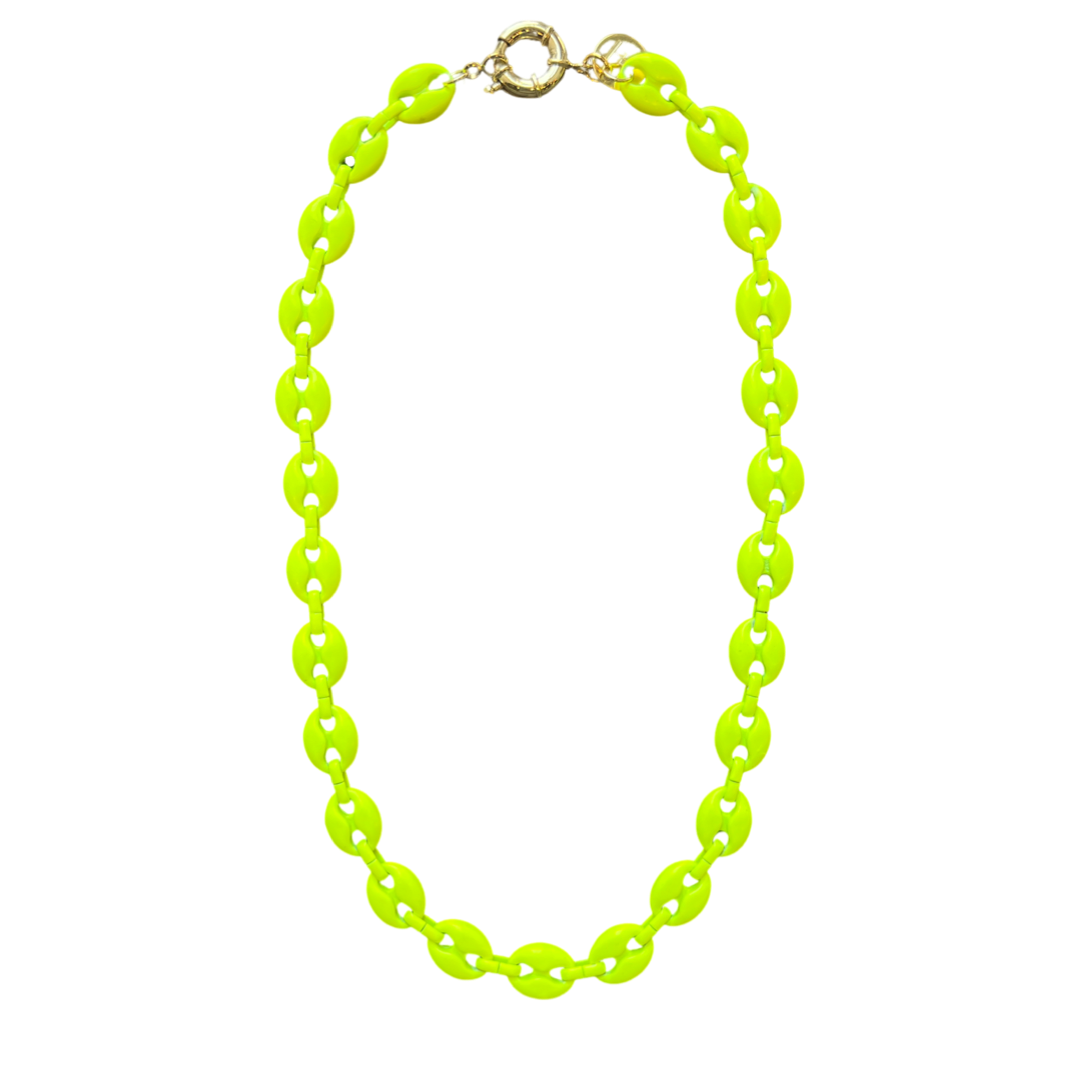 Cowrie Necklace Neon Yellow