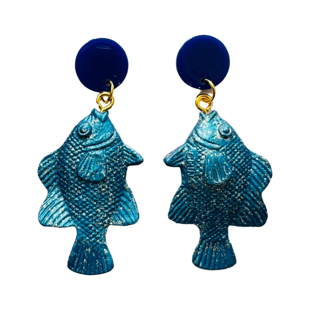 Animal Earrings Blue Fish