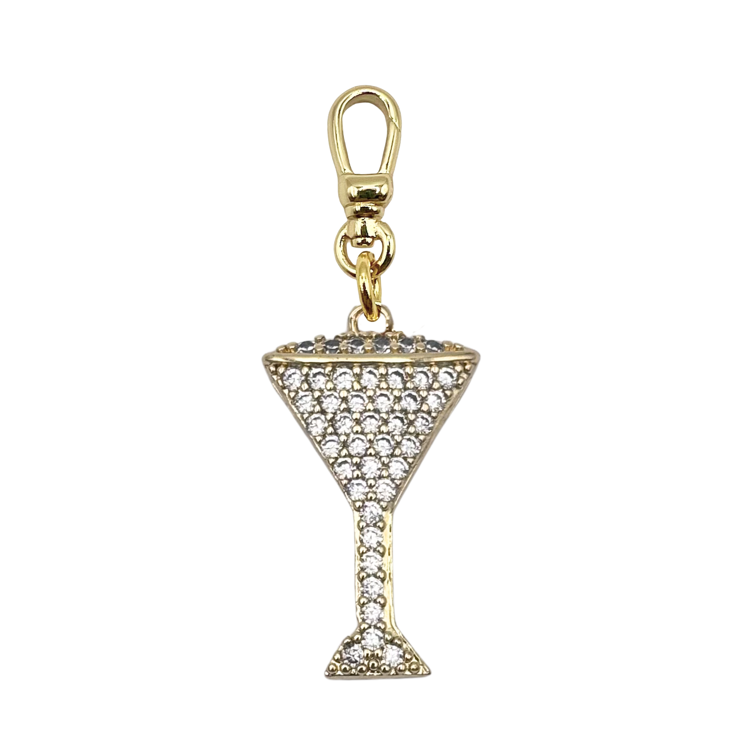 Pavé diamond martini glass charm with charm clip by HOLST+LEE
