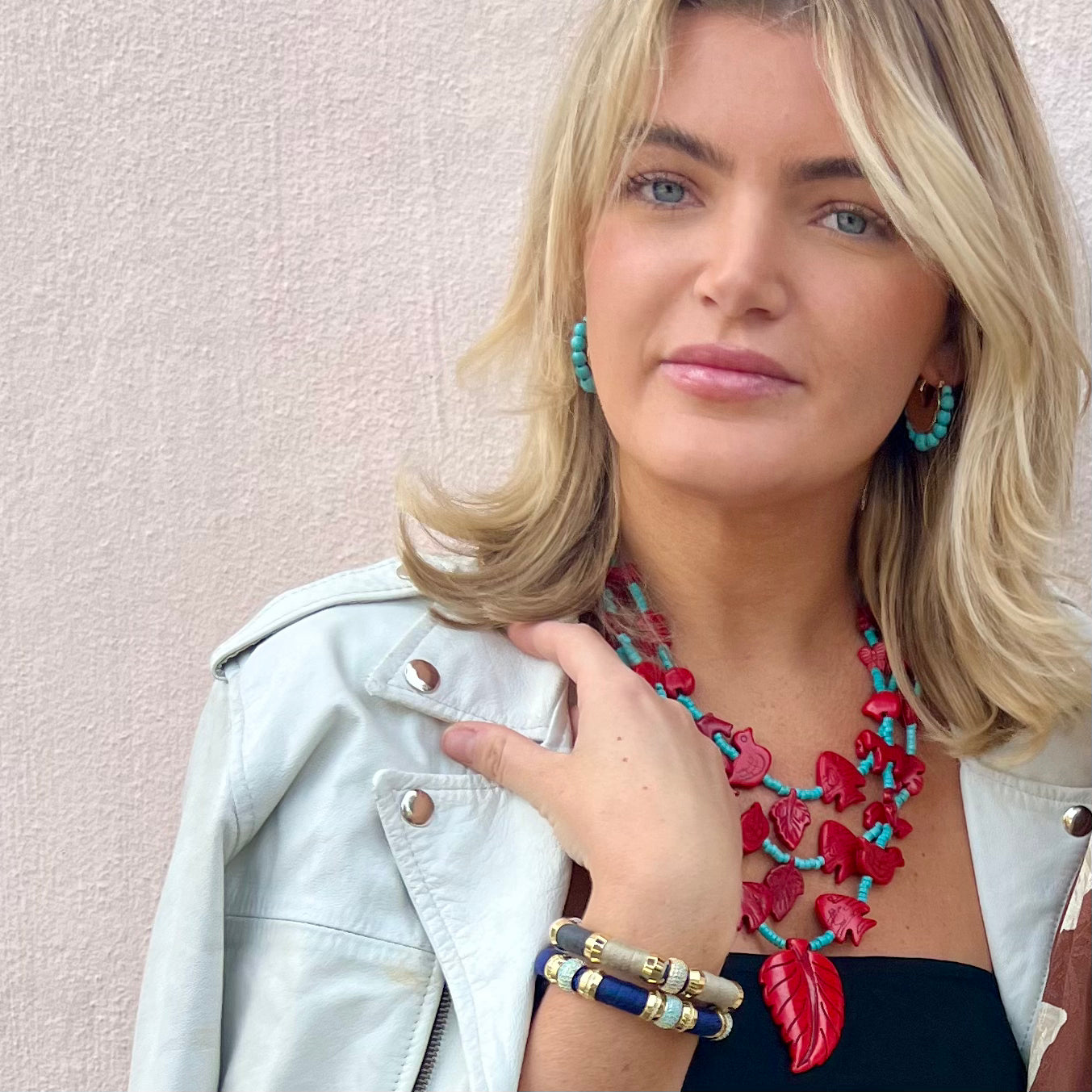 Madrid Hoops in Turquoise - on model