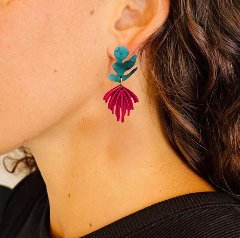 Matisse Earrings Pink and Turquoise