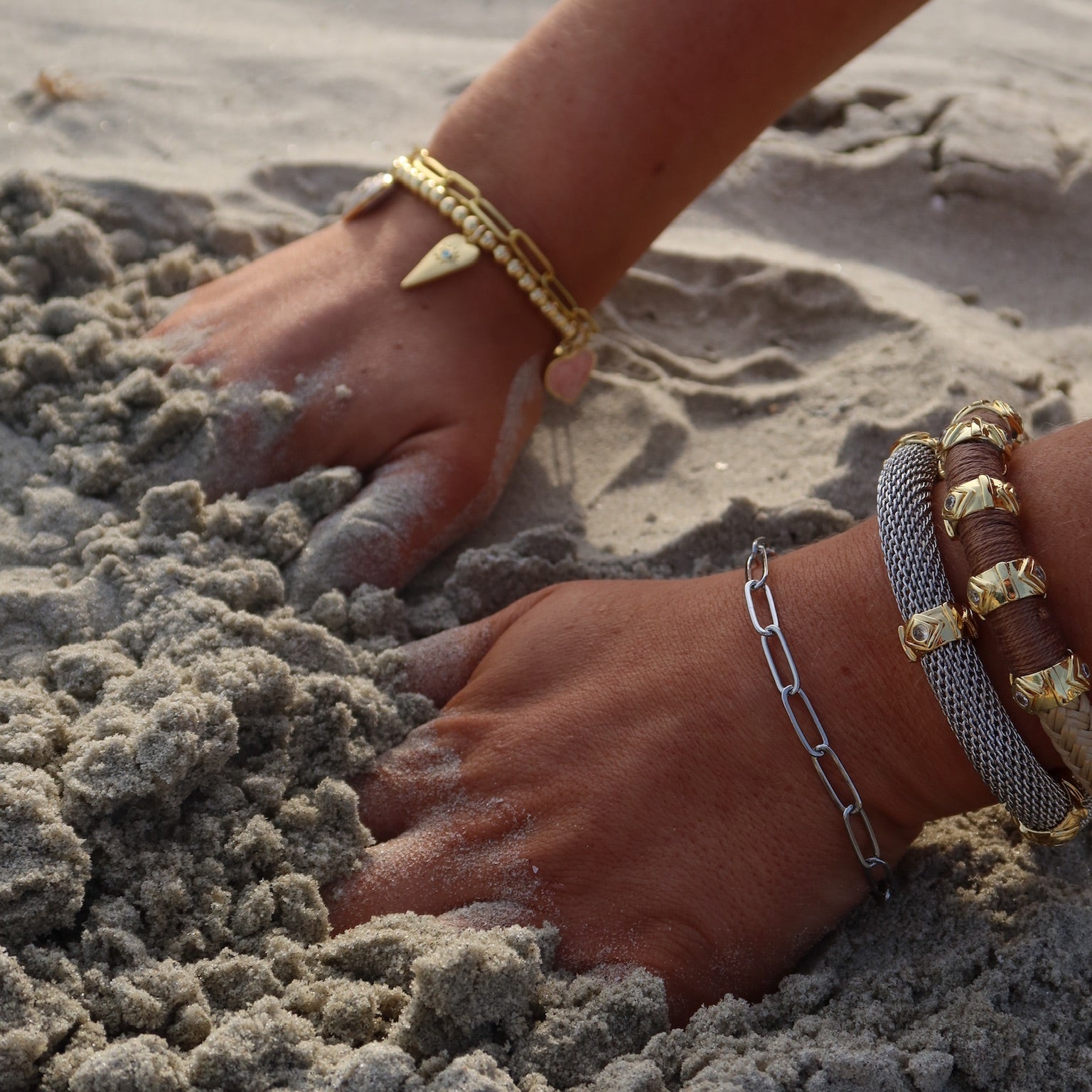 Mesh Evil Eye Bracelet Two Tone Bracelet Signature Magnetic Clasp