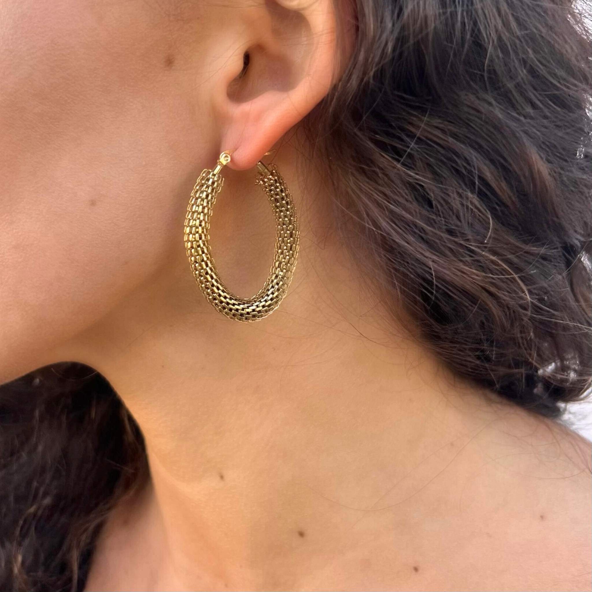 Oval Mesh Hoops - on model