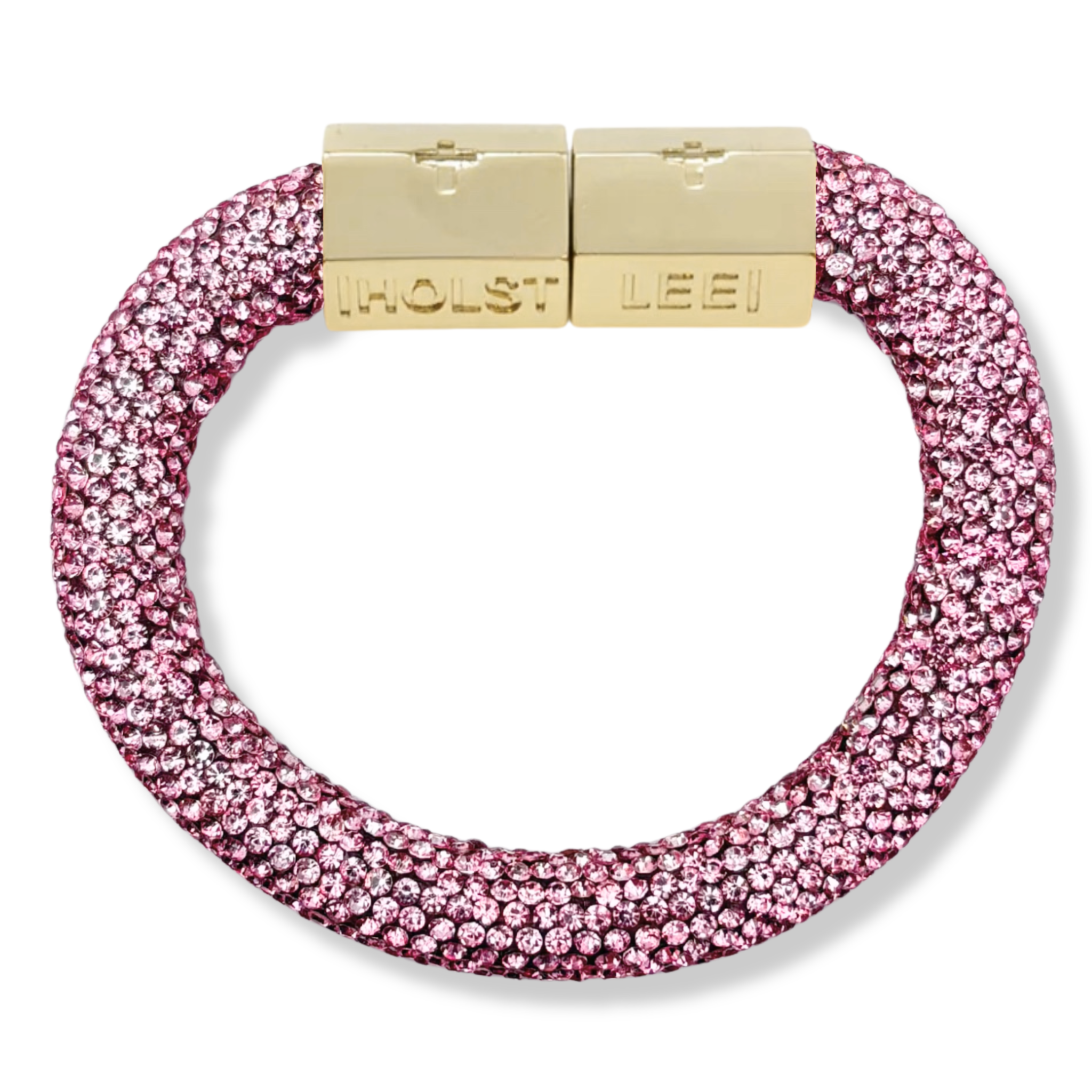 Pink Sparkle rope with gold magnetic clasped bracelet and 18K gold-filled hardware by HOLST+LEE
