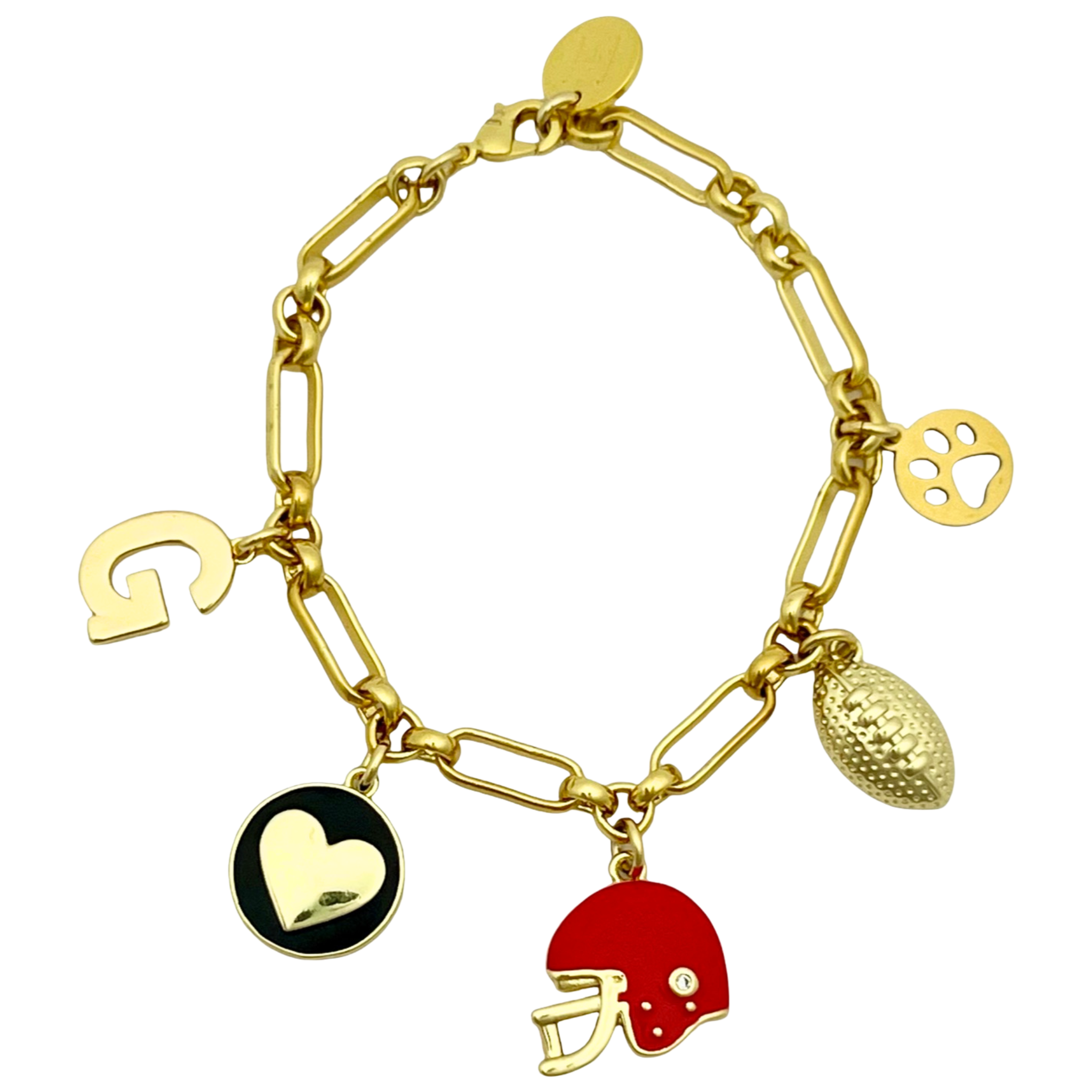 Red & Black Gameday Charm Bracelet