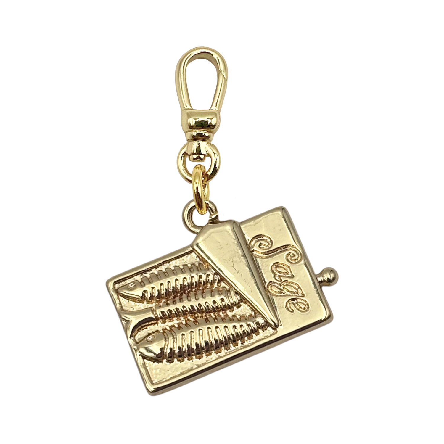 Gold sardines tin with gold charm clip by HOLST+LEE