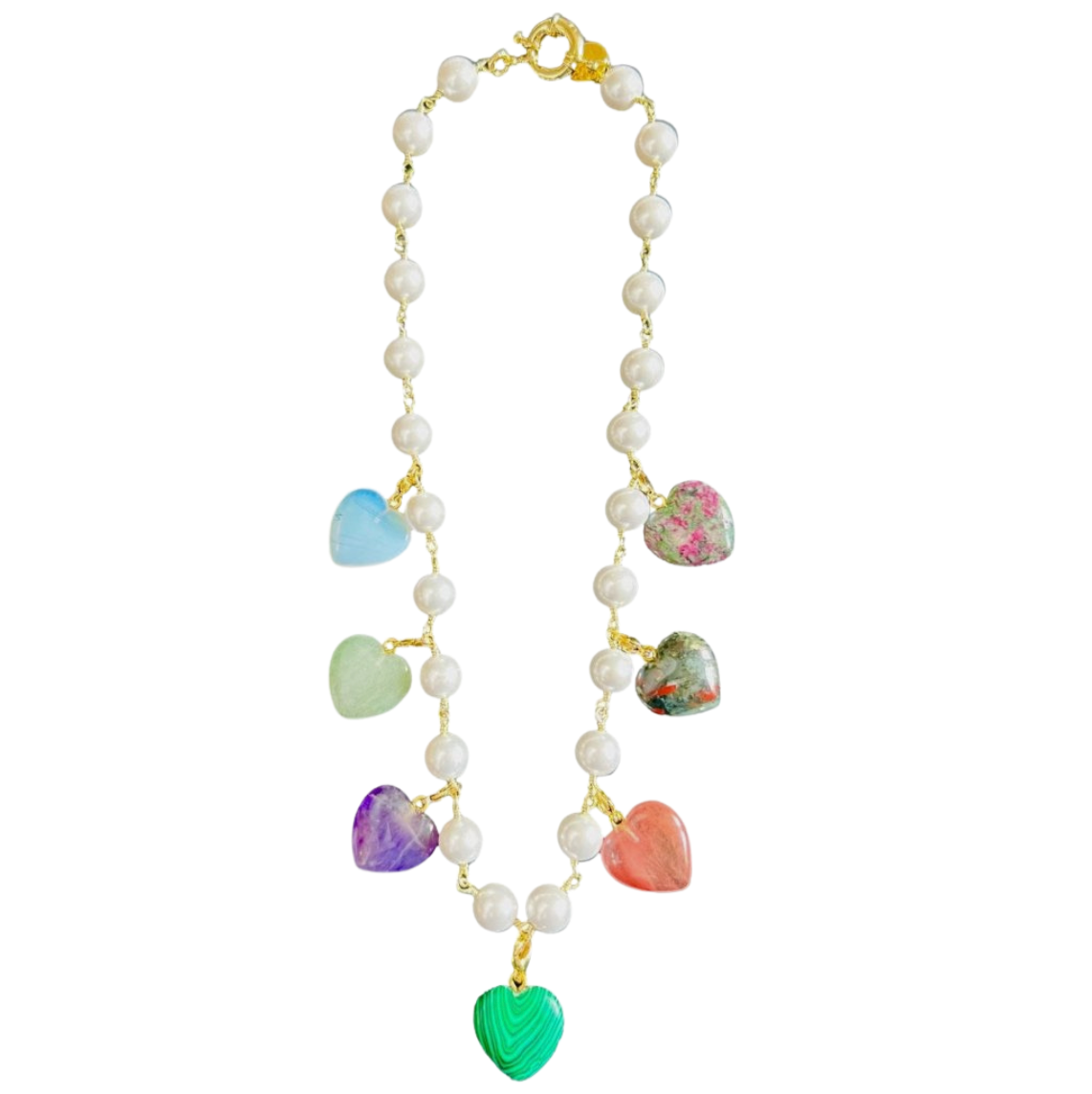 Love Heart Blue Pendant Pearl high quality Necklace, Heart of The Ocean Necklace, Handpicked Pearl Strand, Summer Gifts, 7.0-8.5mm, 18 Inches - NPS91A92