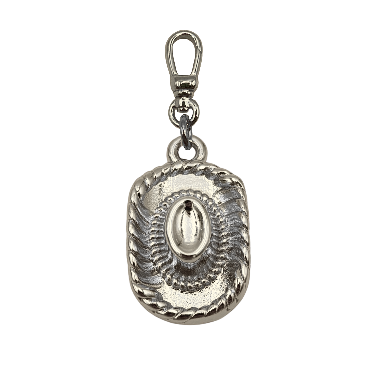 Silver cowgirl hat charm with rope band and textured brim with gold charm clip by HOLST+LEE
