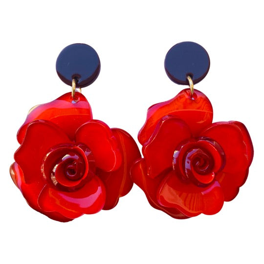Flower Power Earrings Red