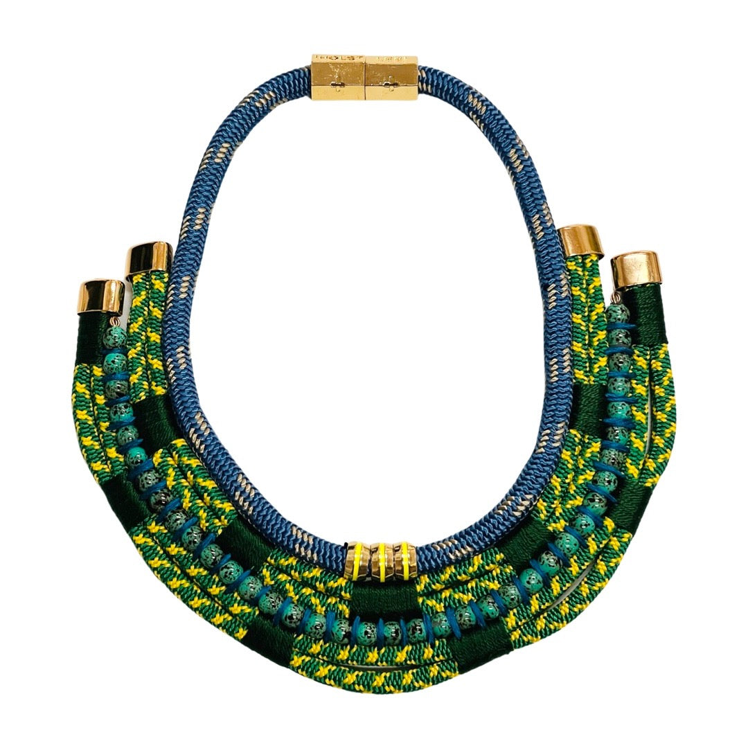 Plate Necklace Yellow, Green, and Turquoise