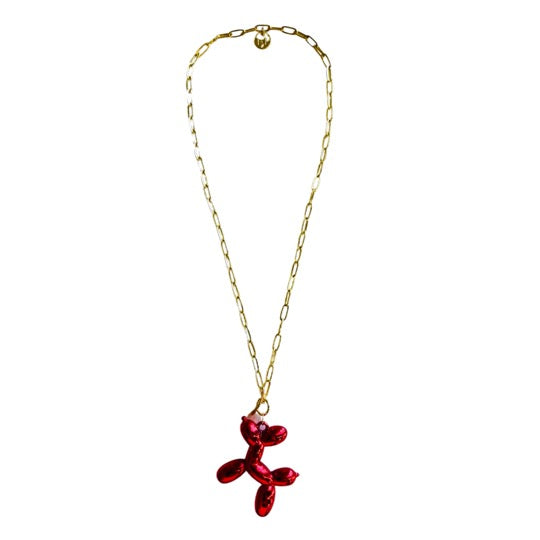 Balloon Dog Necklace Red