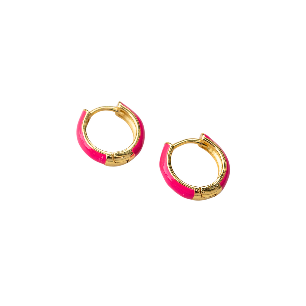 Small Huggie Earrings Hot Pink