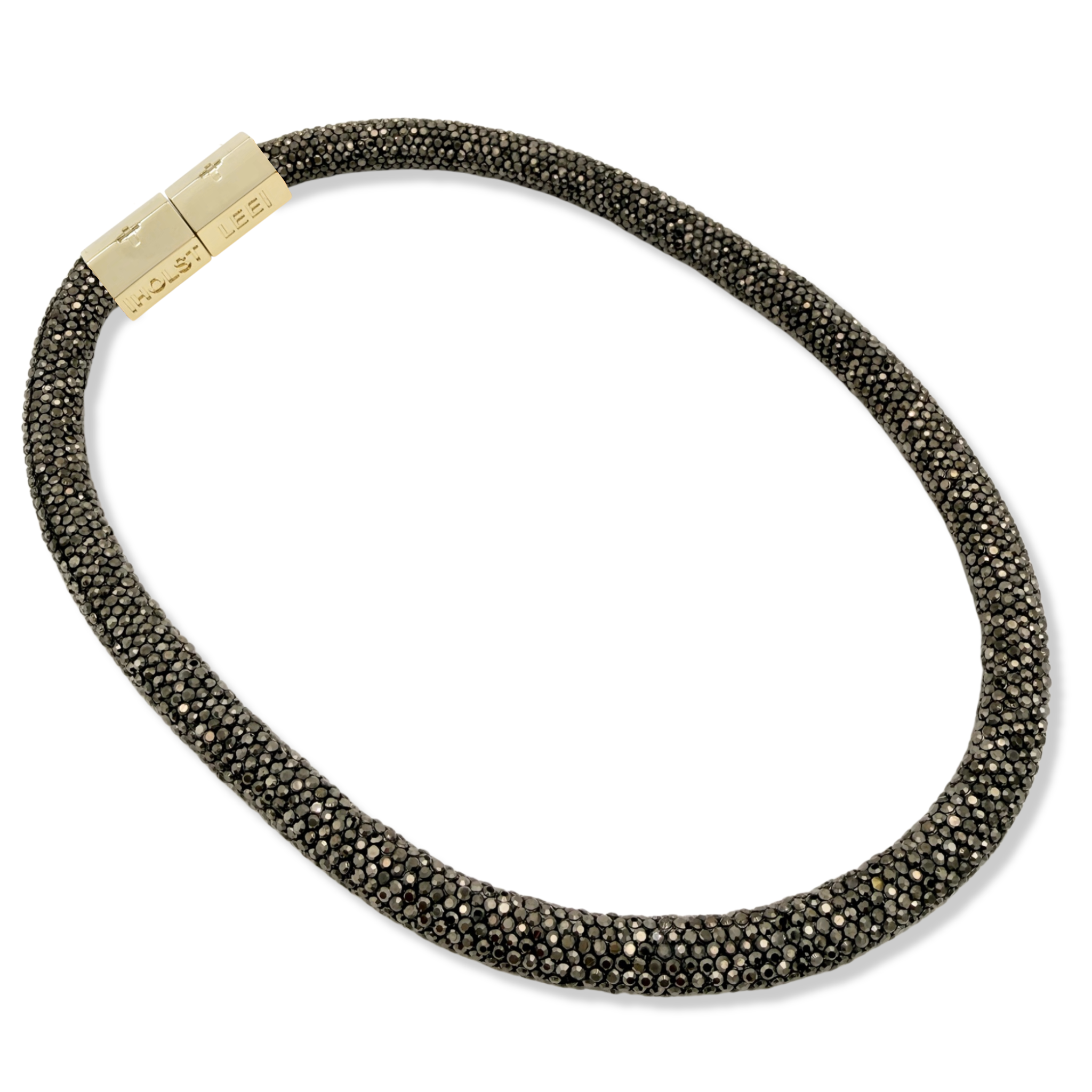 Black Sparkle rope with gold magnetic clasped necklace and 18K gold-filled hardware by HOLST+LEE