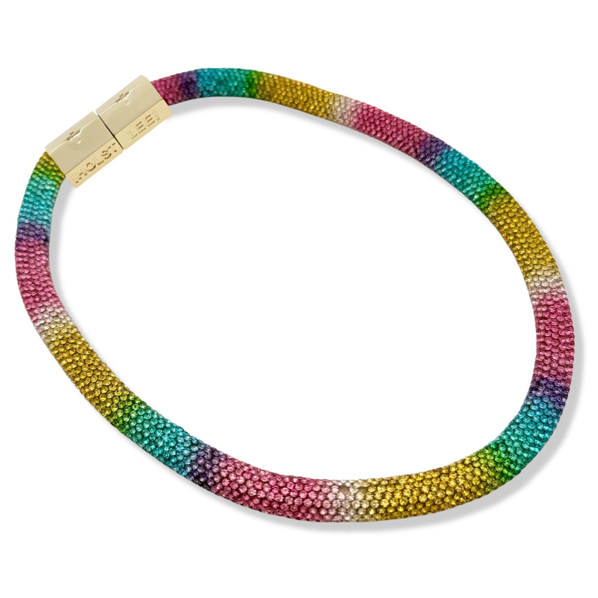 Rainbow Sparkle rope with gold magnetic clasped necklace and 18K gold-filled hardware by HOLST+LEE