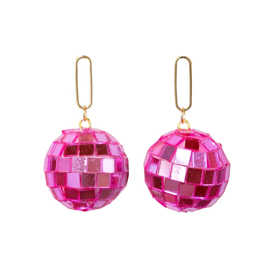 Pink Disco Ball Earrings – Cuteryko