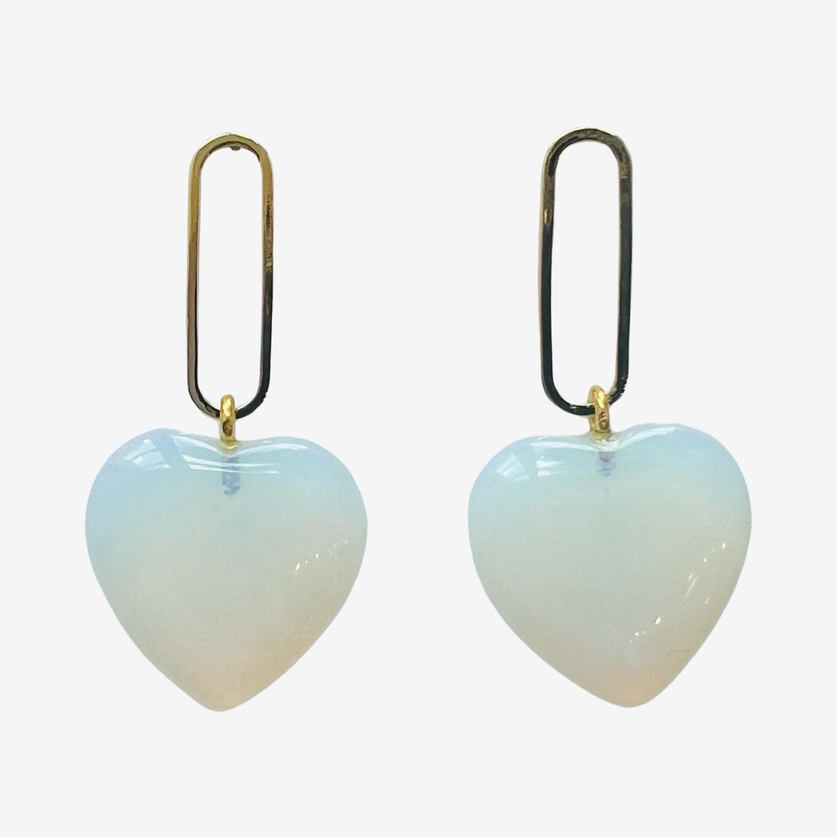 Opalite Heart Drop Earrings White