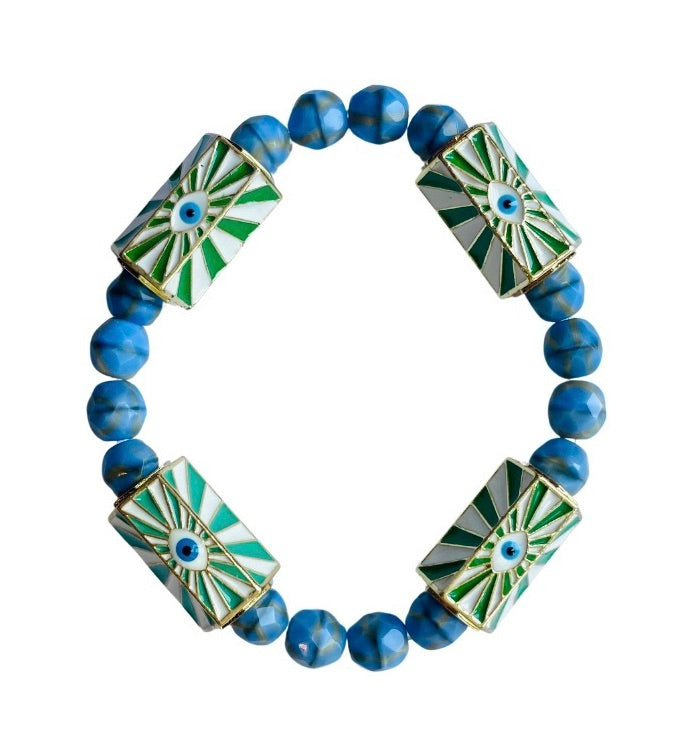 Positive Vibes Bracelet Green &amp; Blue