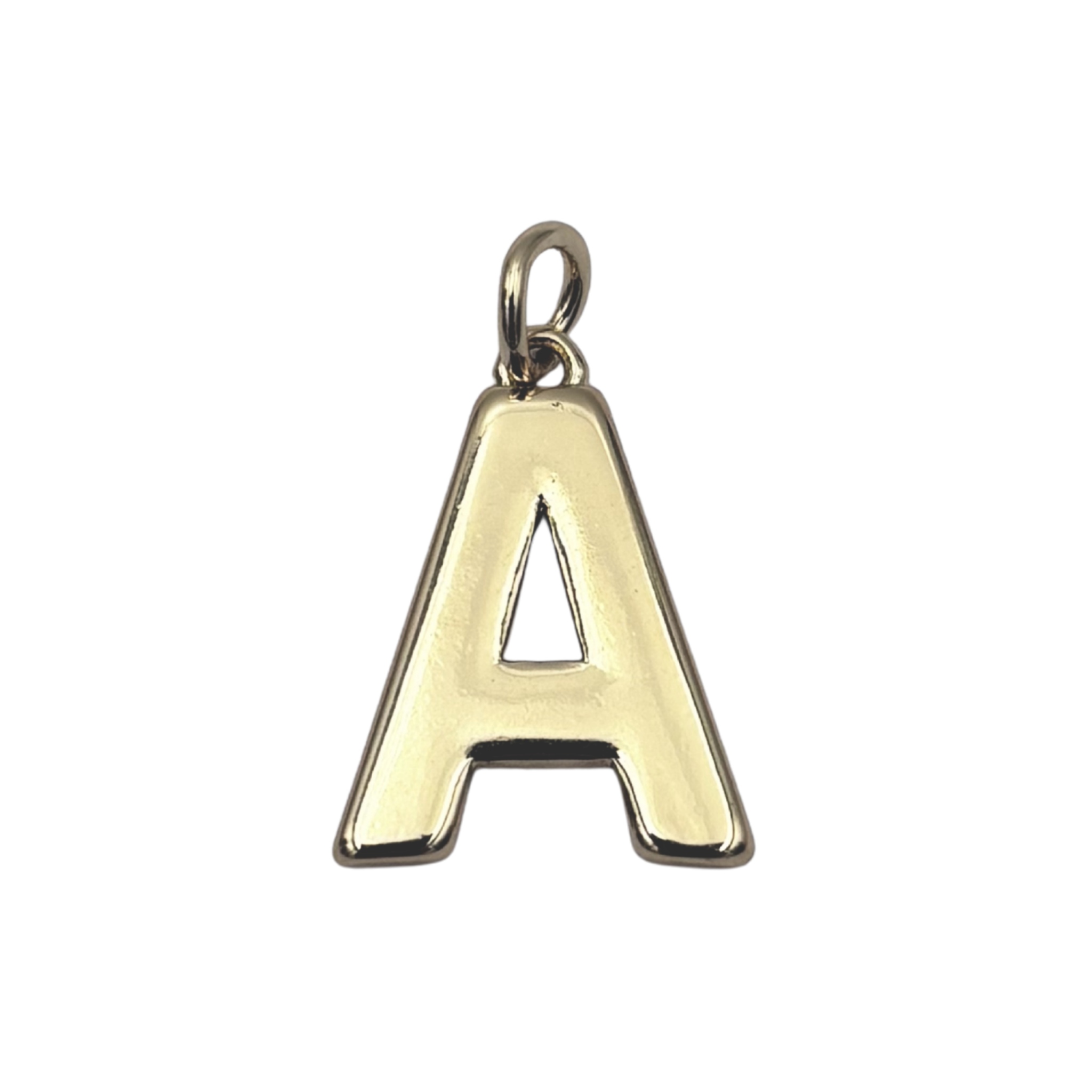 Gold block letter A initial charm by HOLST+LEE