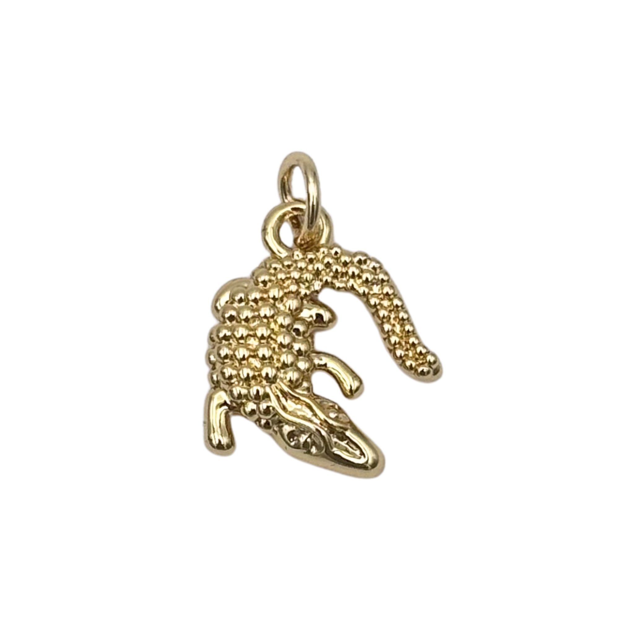 Gold alligator charm pendant with textured beaded finish by HOLST+LEE