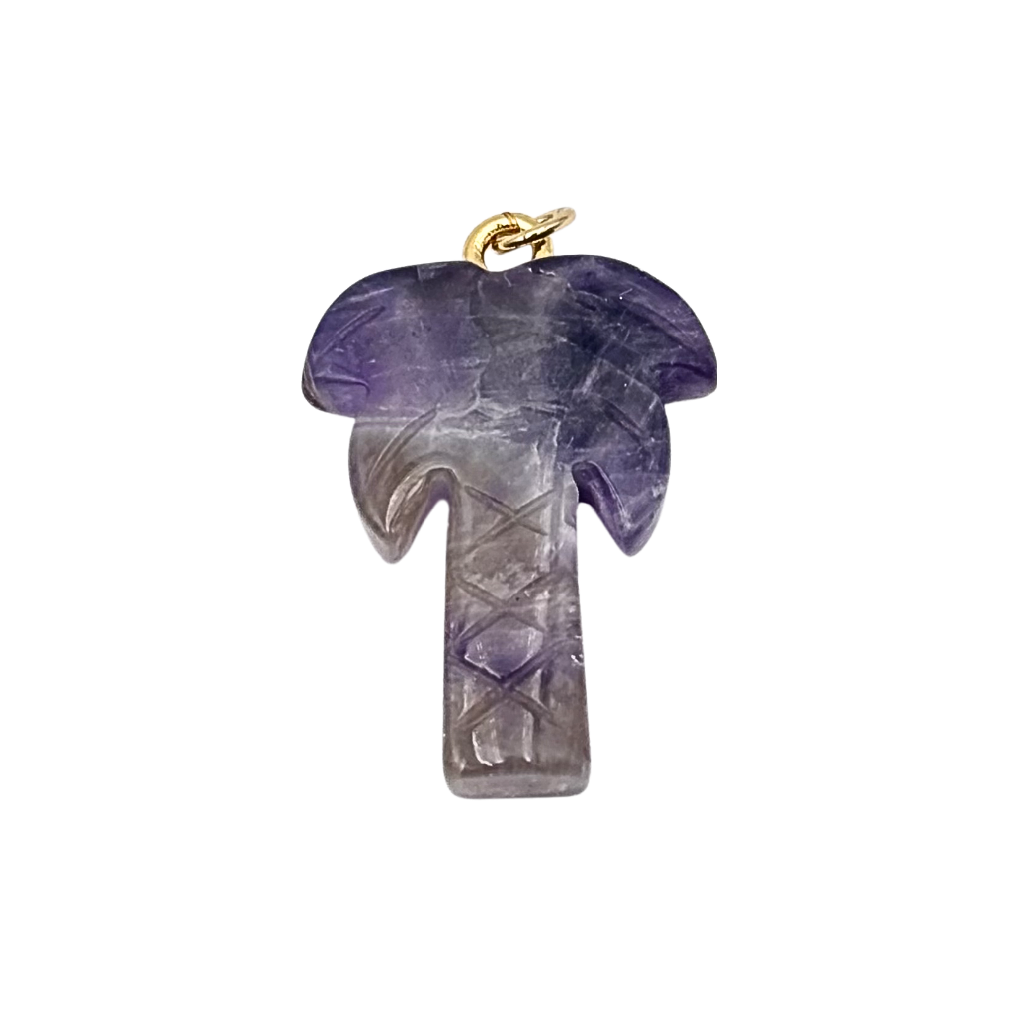 Amethyst carved palm charm with polished stone finish by HOLST+LEE