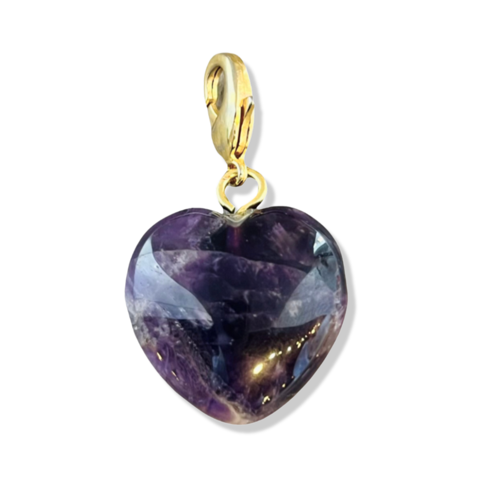 Amythyst purple semi-precious heart pendant  with gold lobster clasp by HOLST+LEE