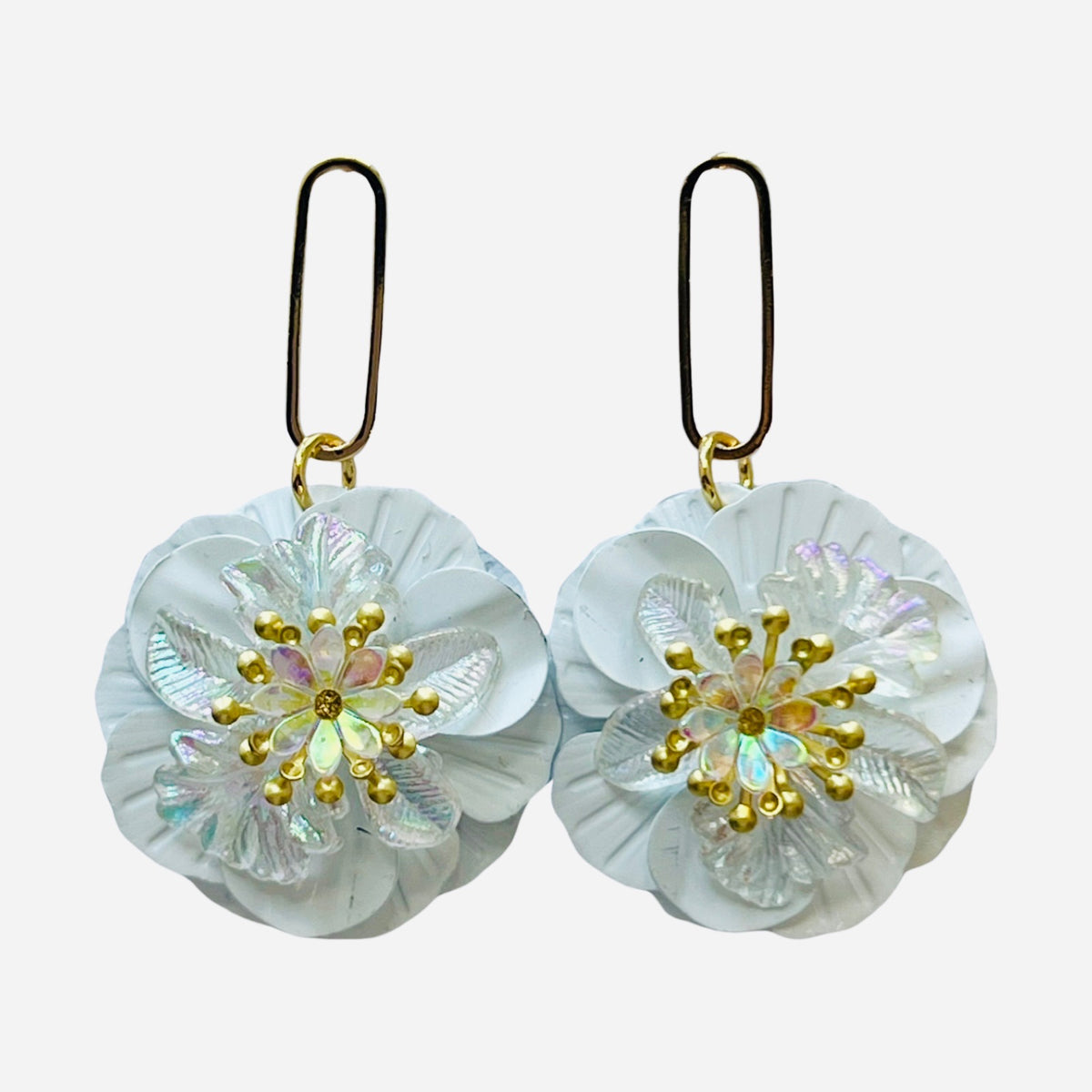 Bouquet Drop Earrings White