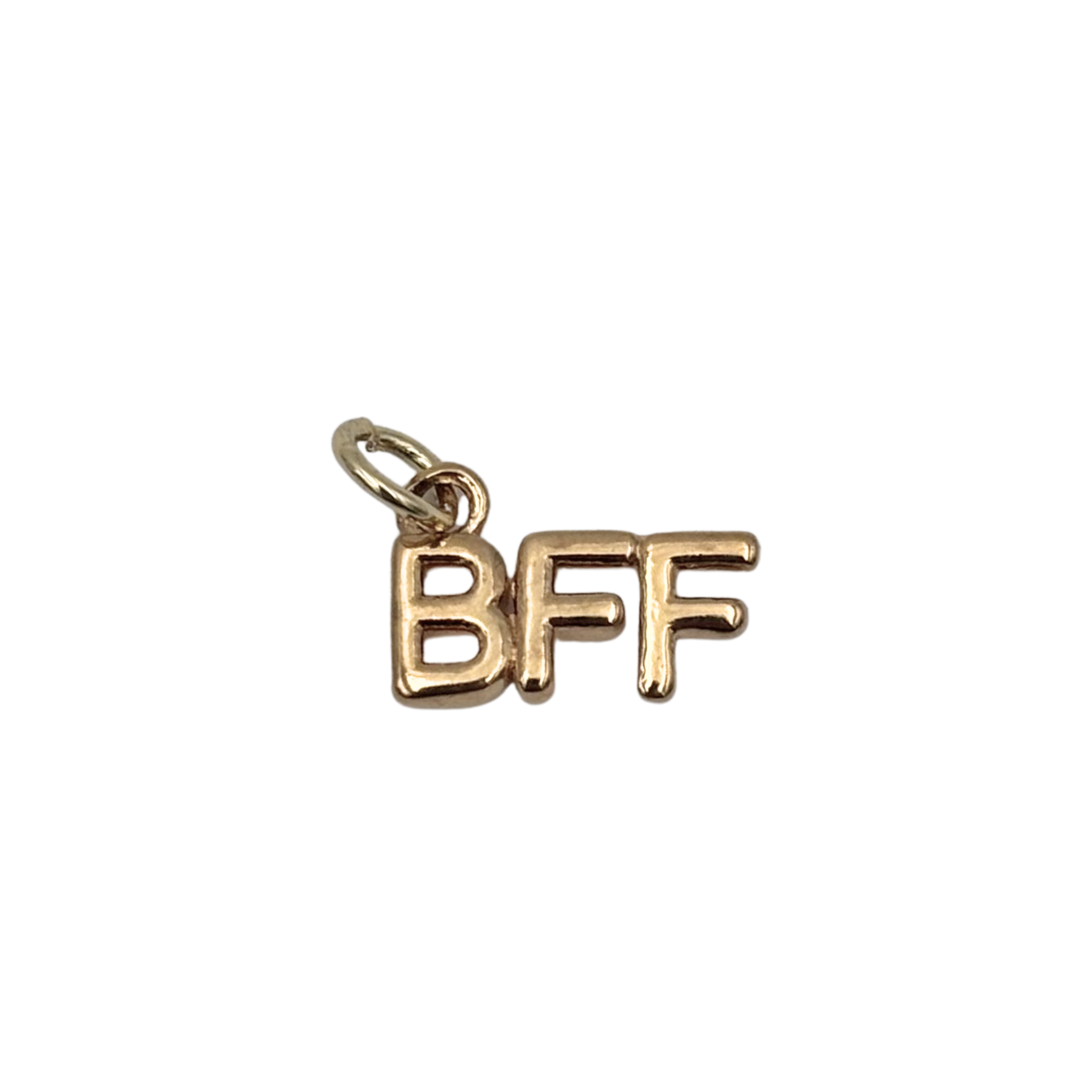 Gold 'BFF' charm with sleek finish by HOLST+LEE