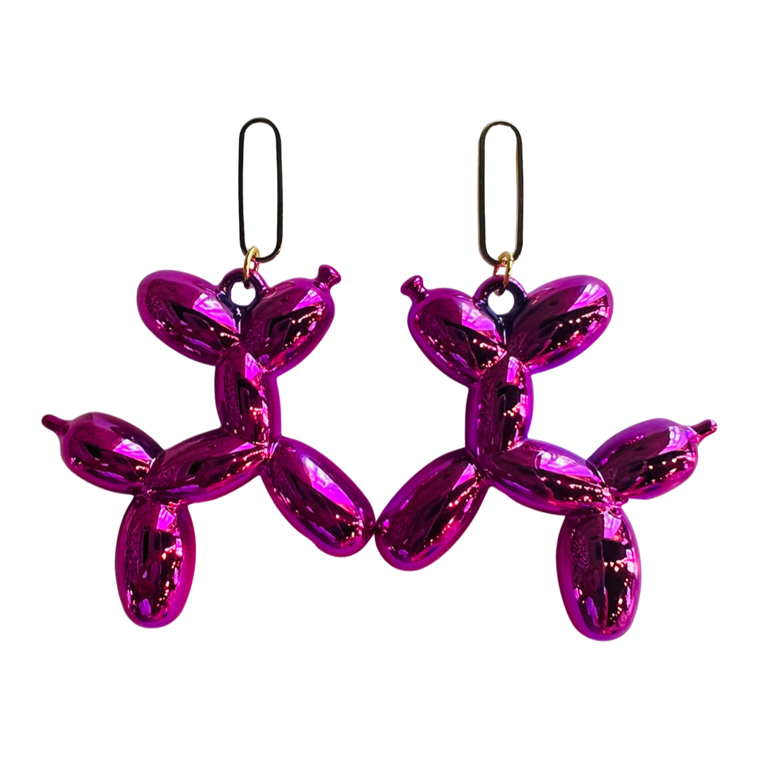Balloon Dog Earrings Fuchsia 