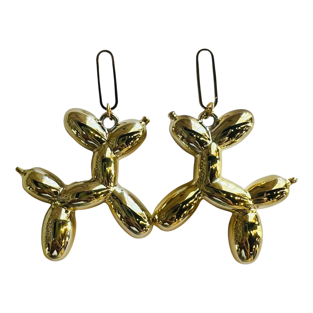 Balloon Dog Earrings Gold