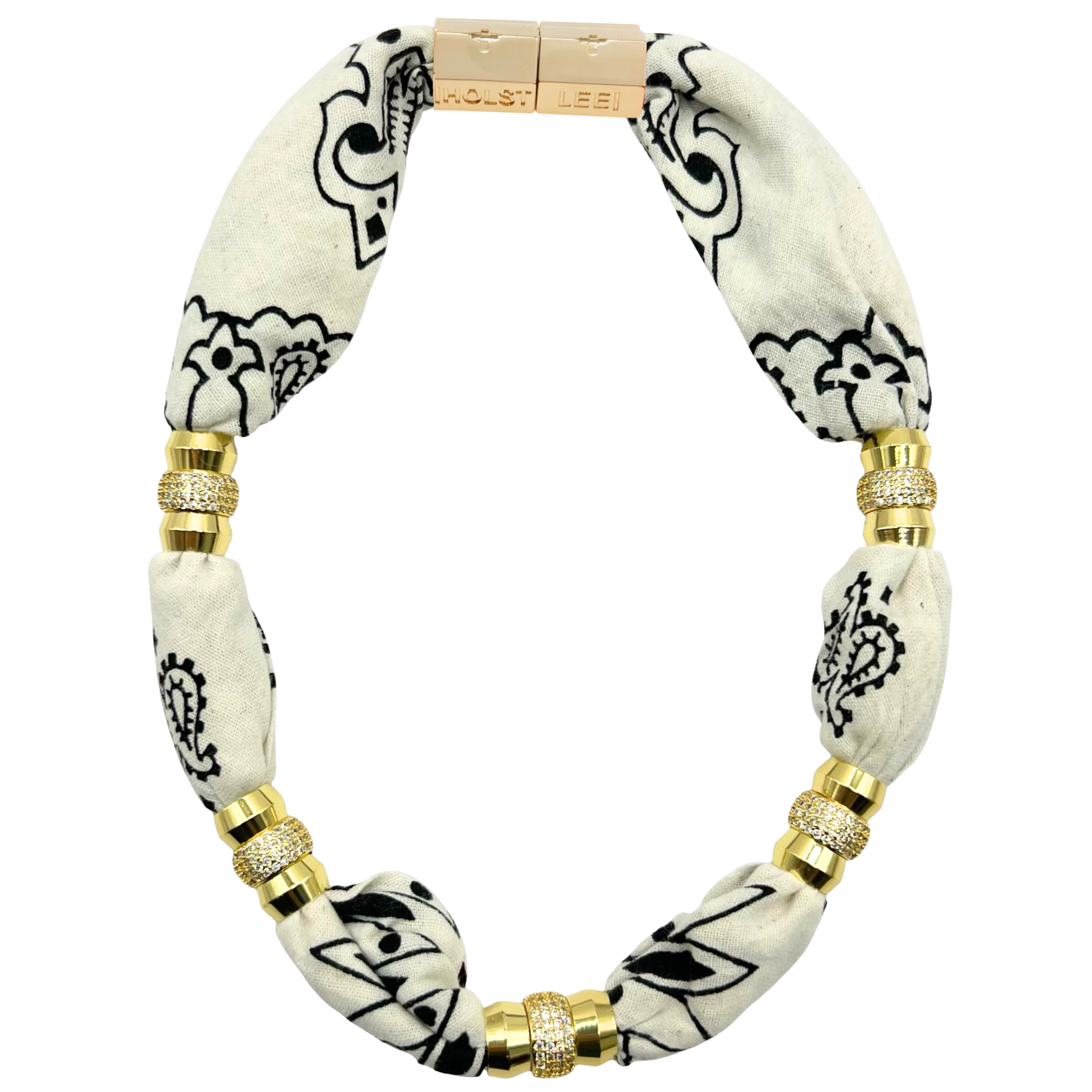 BandanaNecklace-White, signature magnetic clasp