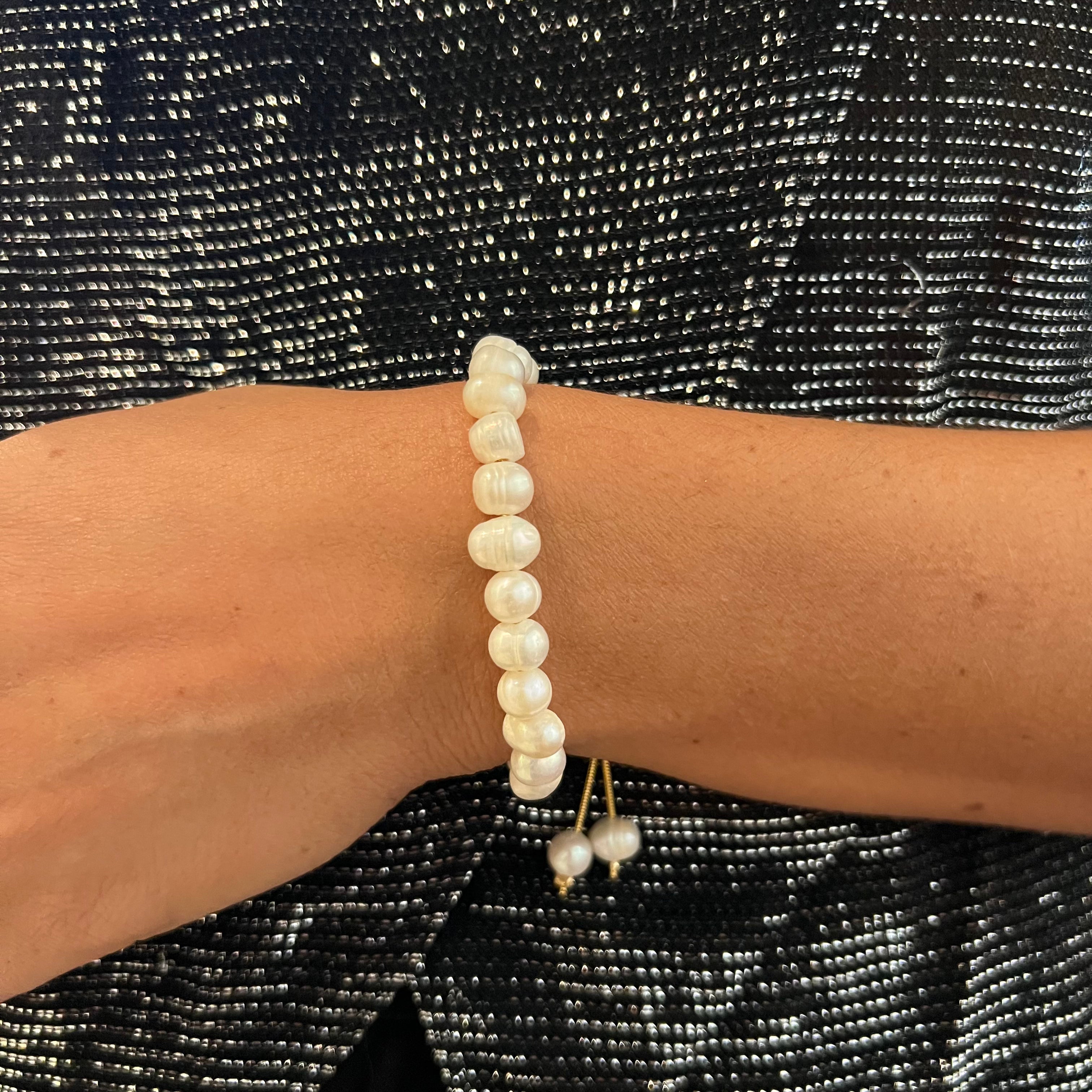 Beaded Pearl Bracelet on model