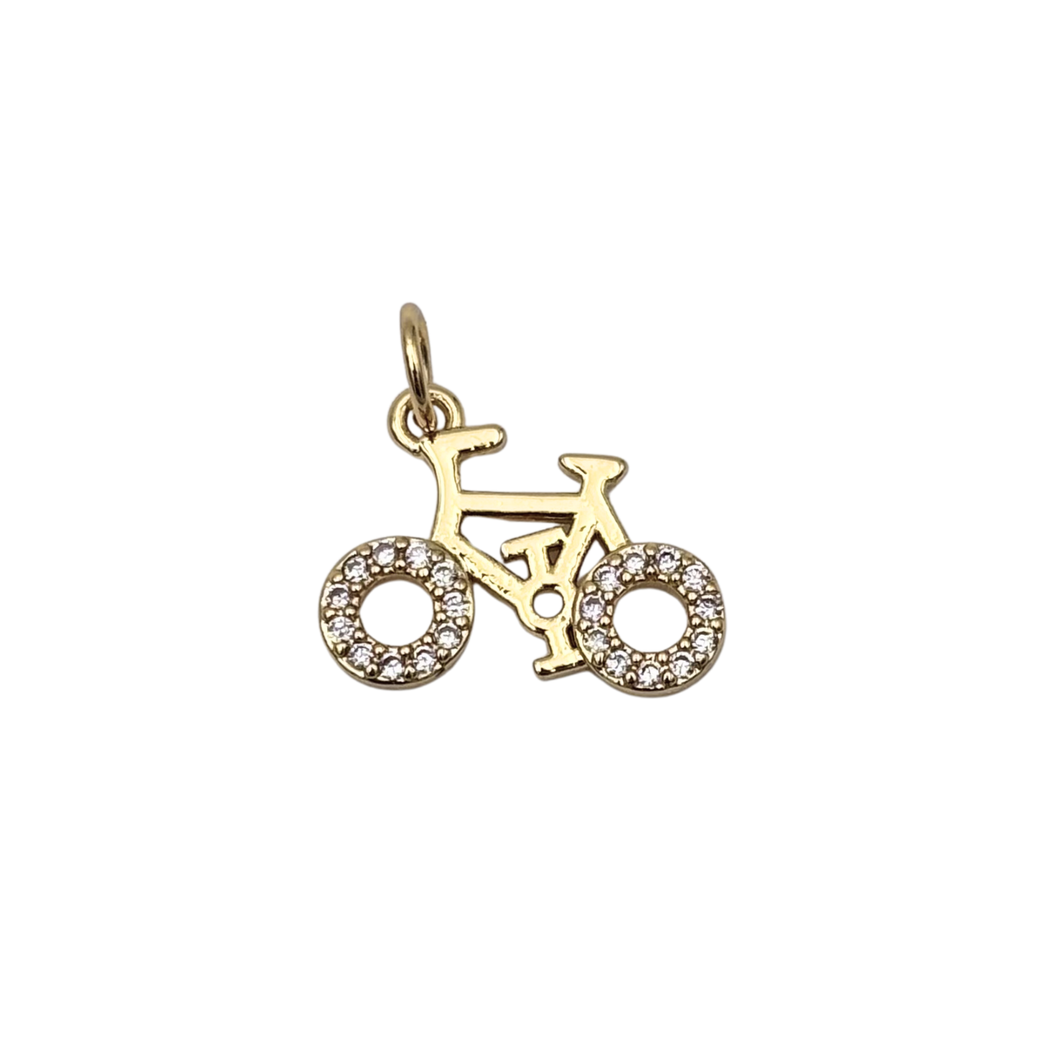 Gold bicycle charm with pavé rhinestone wheels by HOLST+LEE