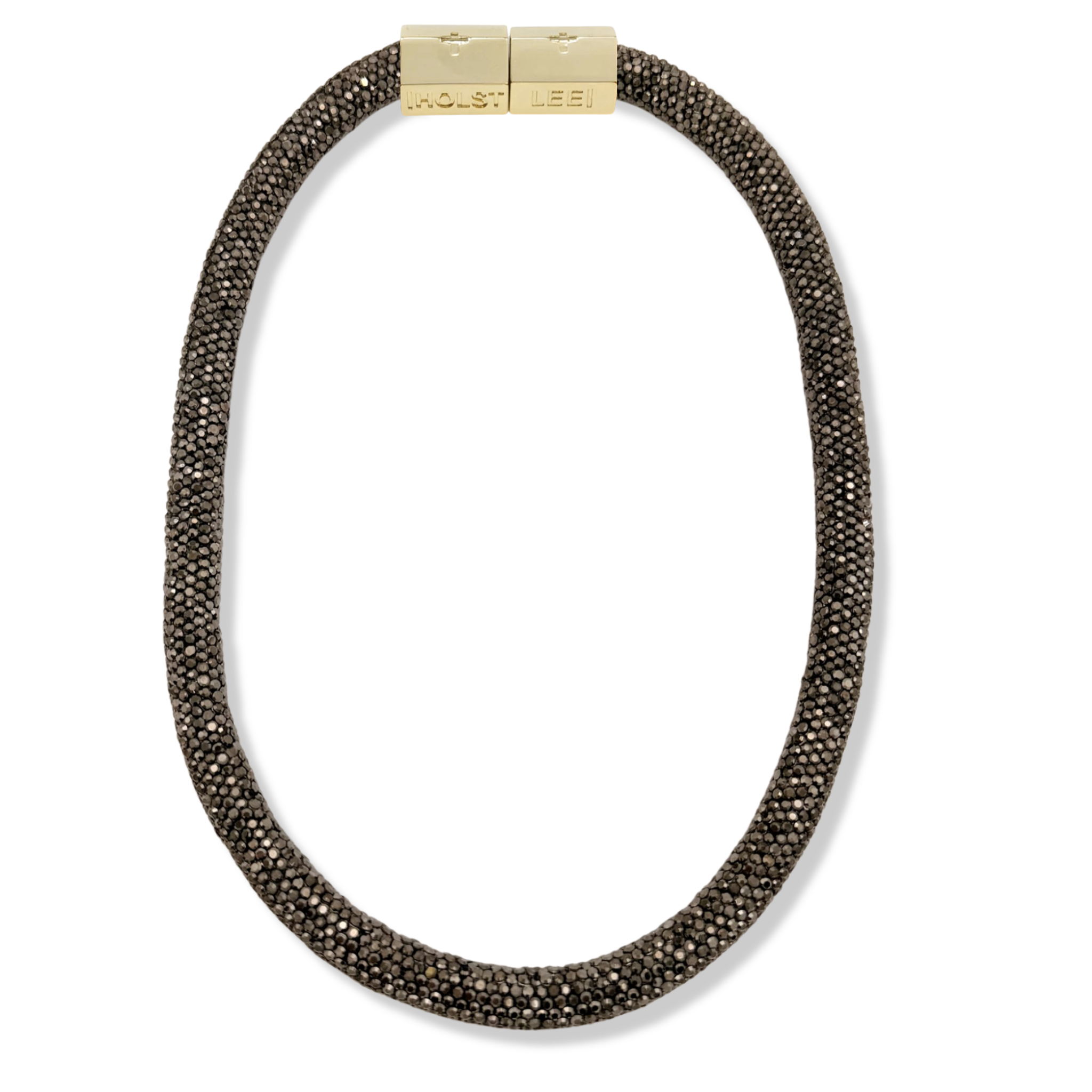 Black Sparkle rope with gold magnetic clasped necklace and 18K gold-filled hardware by HOLST+LEE