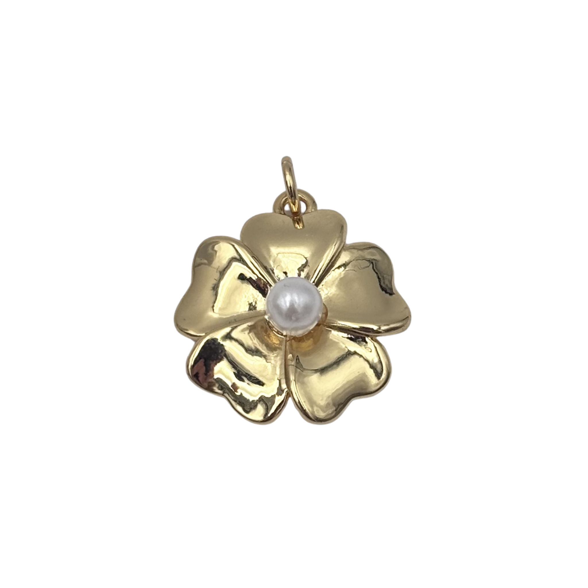 Gold flower charm with a pearl center by HOLST+LEE
