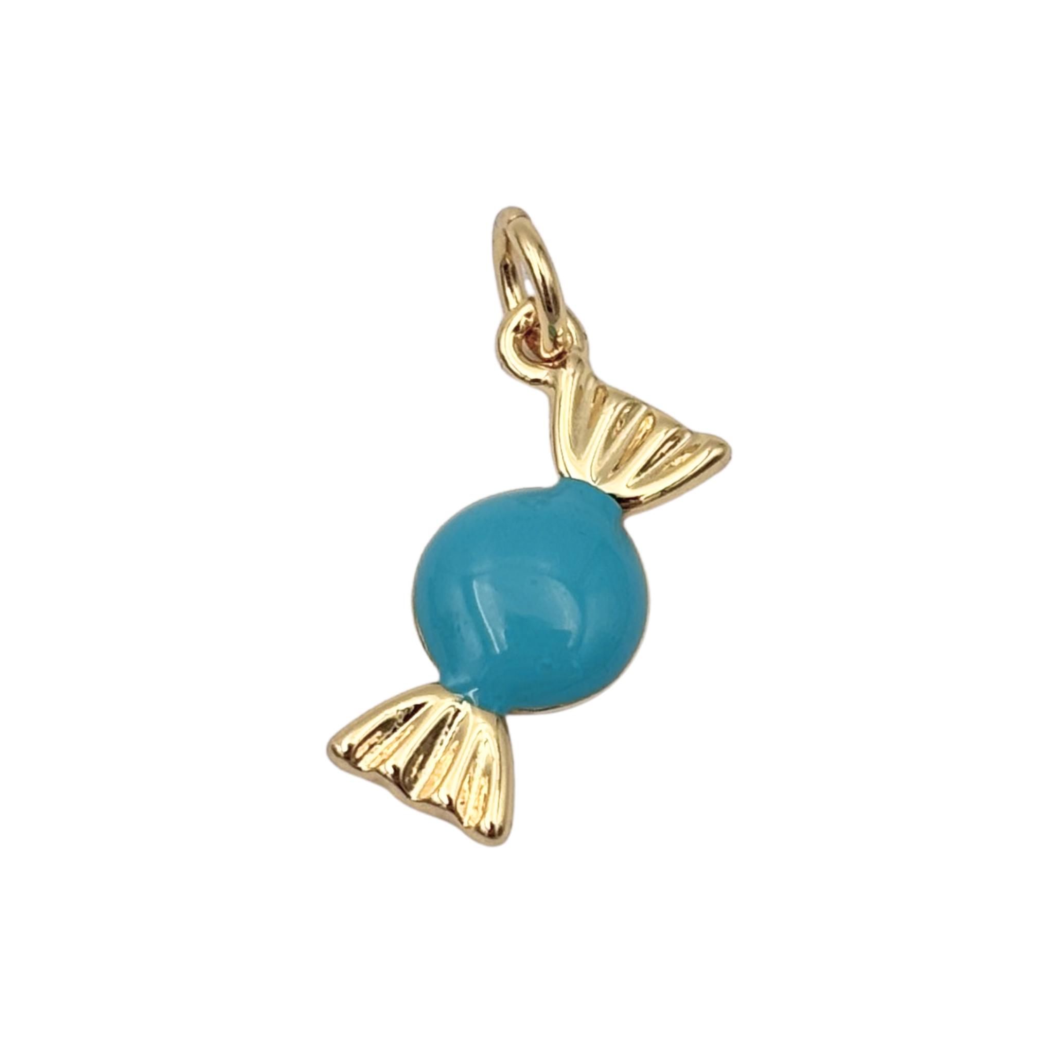 Blue enamel candy charm with gold twisted wrapper ends by HOLST+LEE