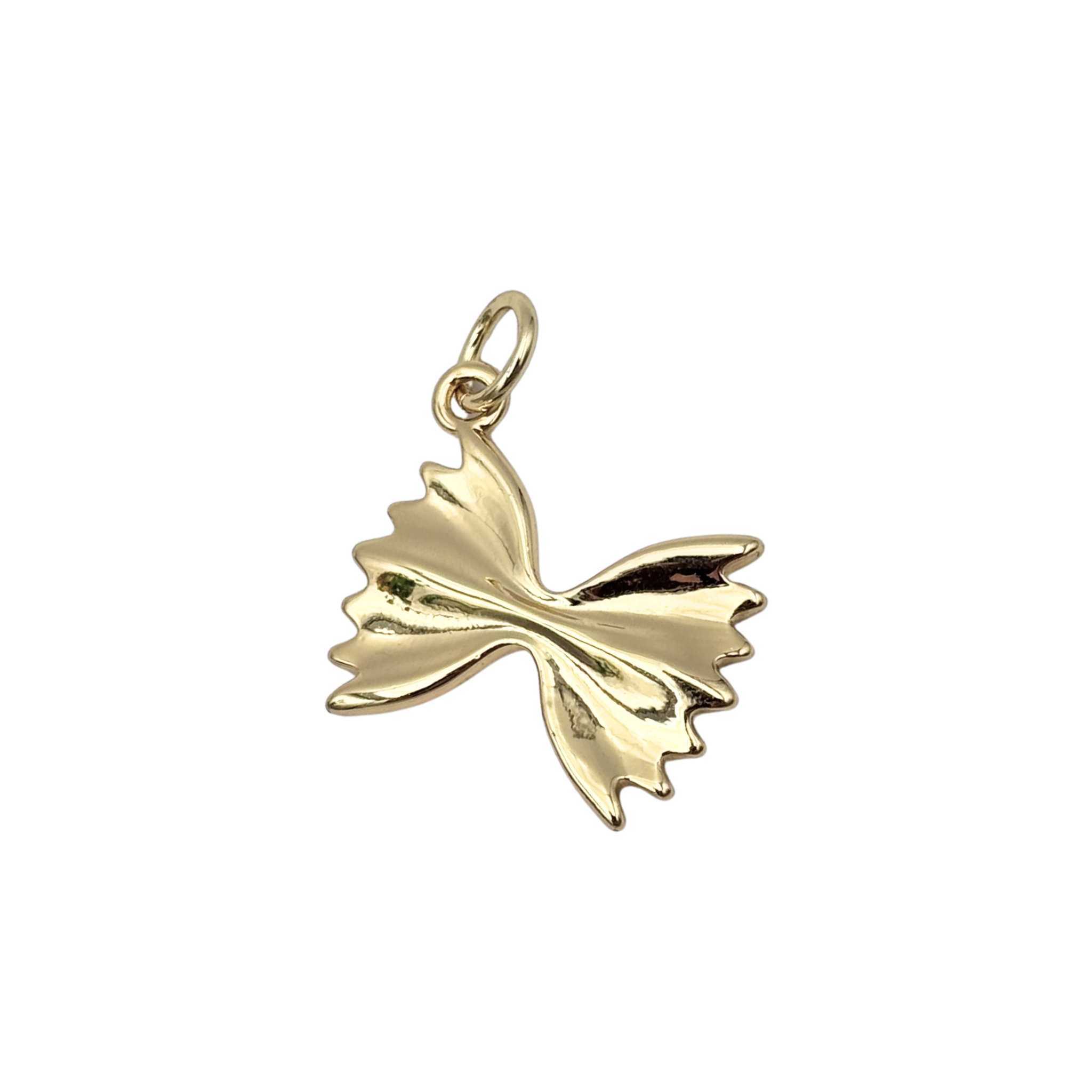 Gold sculpted bowtie pasta charm with ruffled edge detail by HOLST+LEE