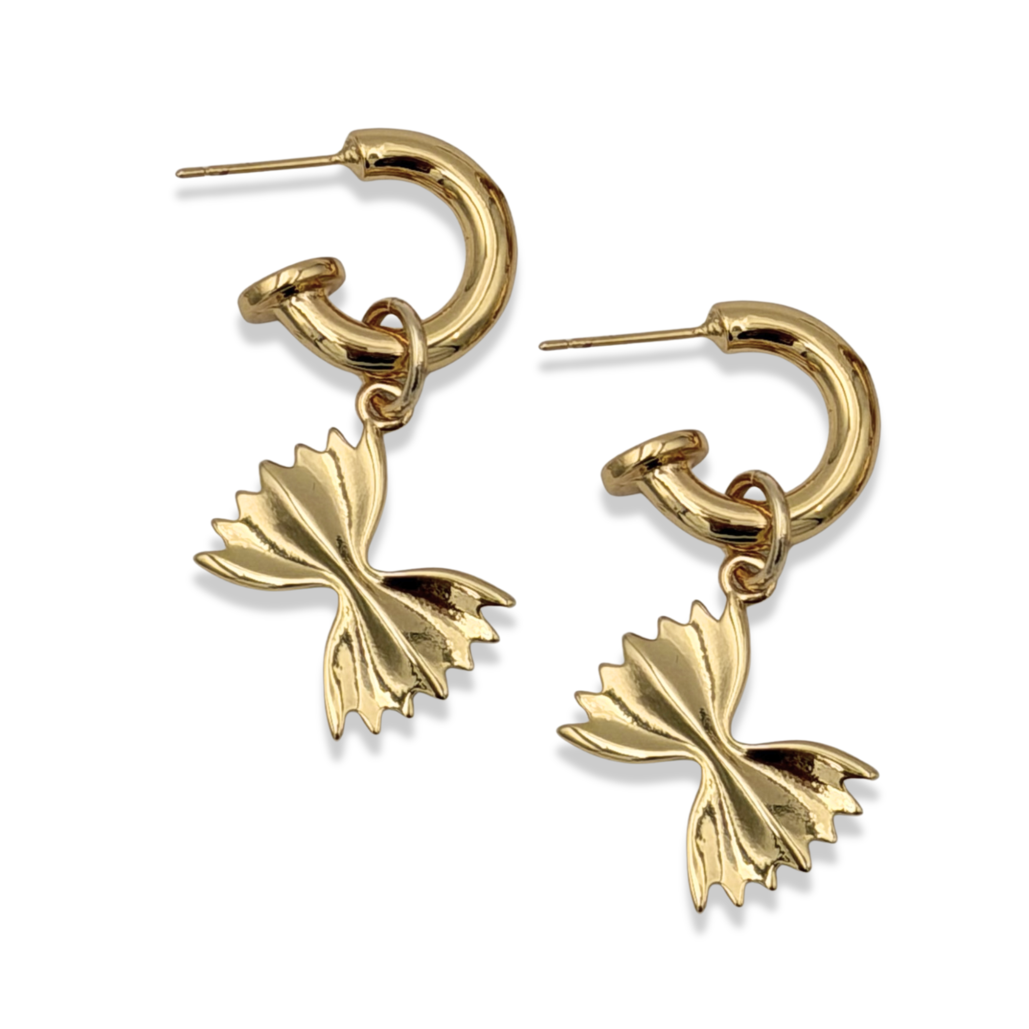 18K gold-filled Pasta charm earrings on gold hoops by HOLST+LEE