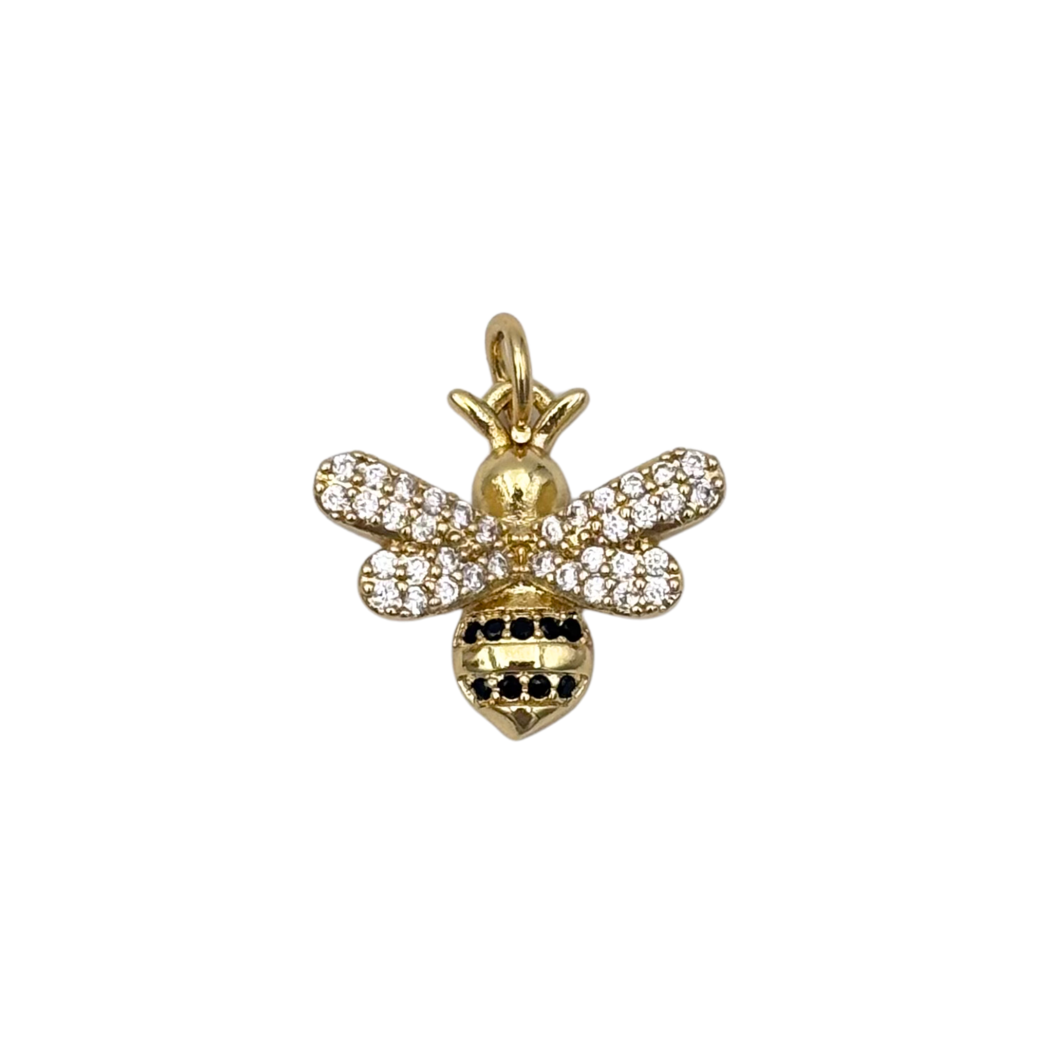 Gold bumble bee charm with pave rhinestone wings and body by HOLST+LEE