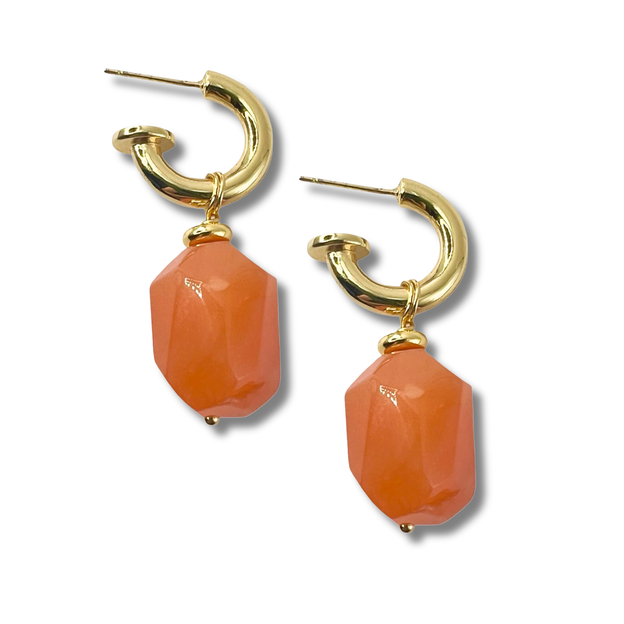 Carnelian gemstone drop earrings with gold hoop by HOLST+LEE