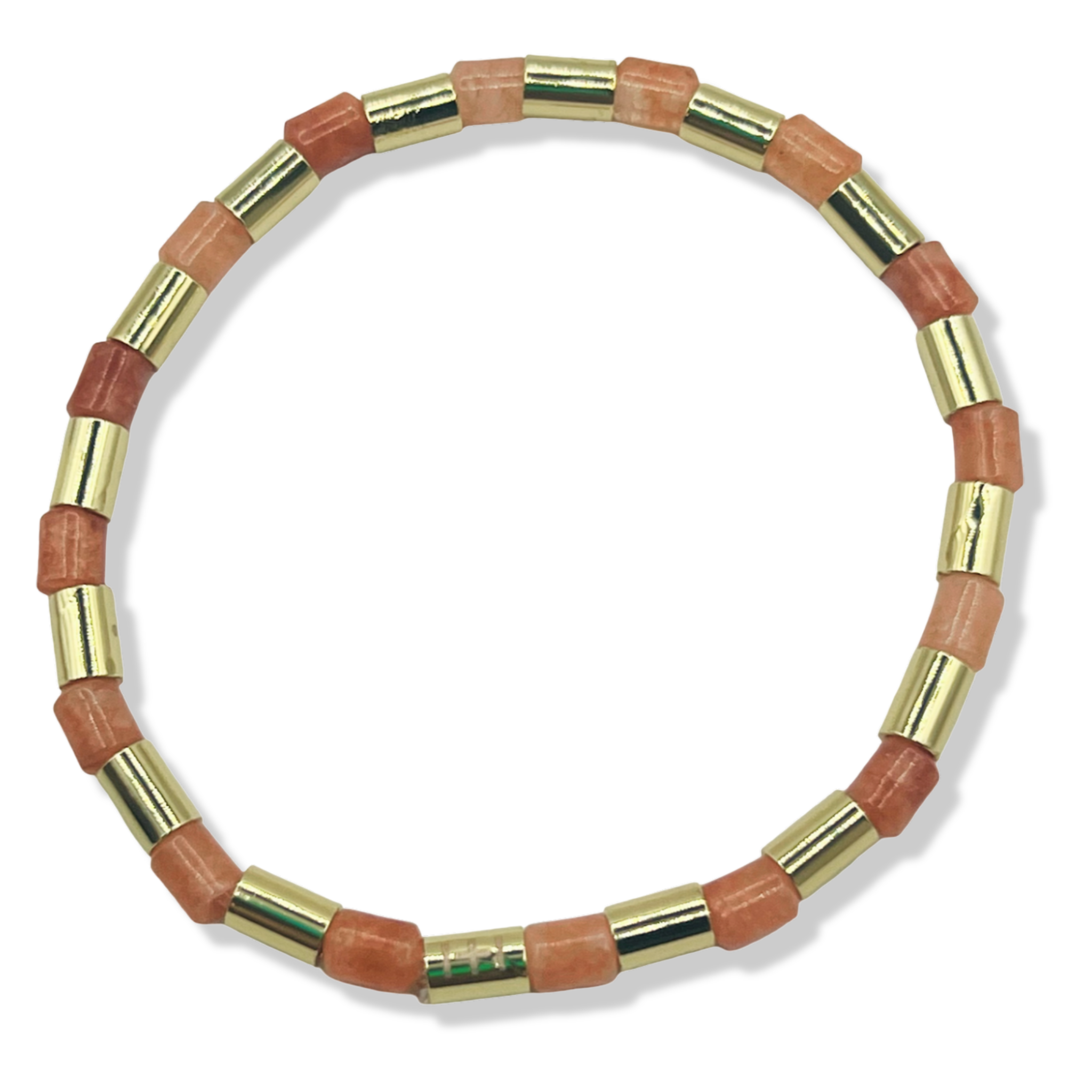 Bracelet with carnelian and gold cylindrical beads by HOLST+LEE