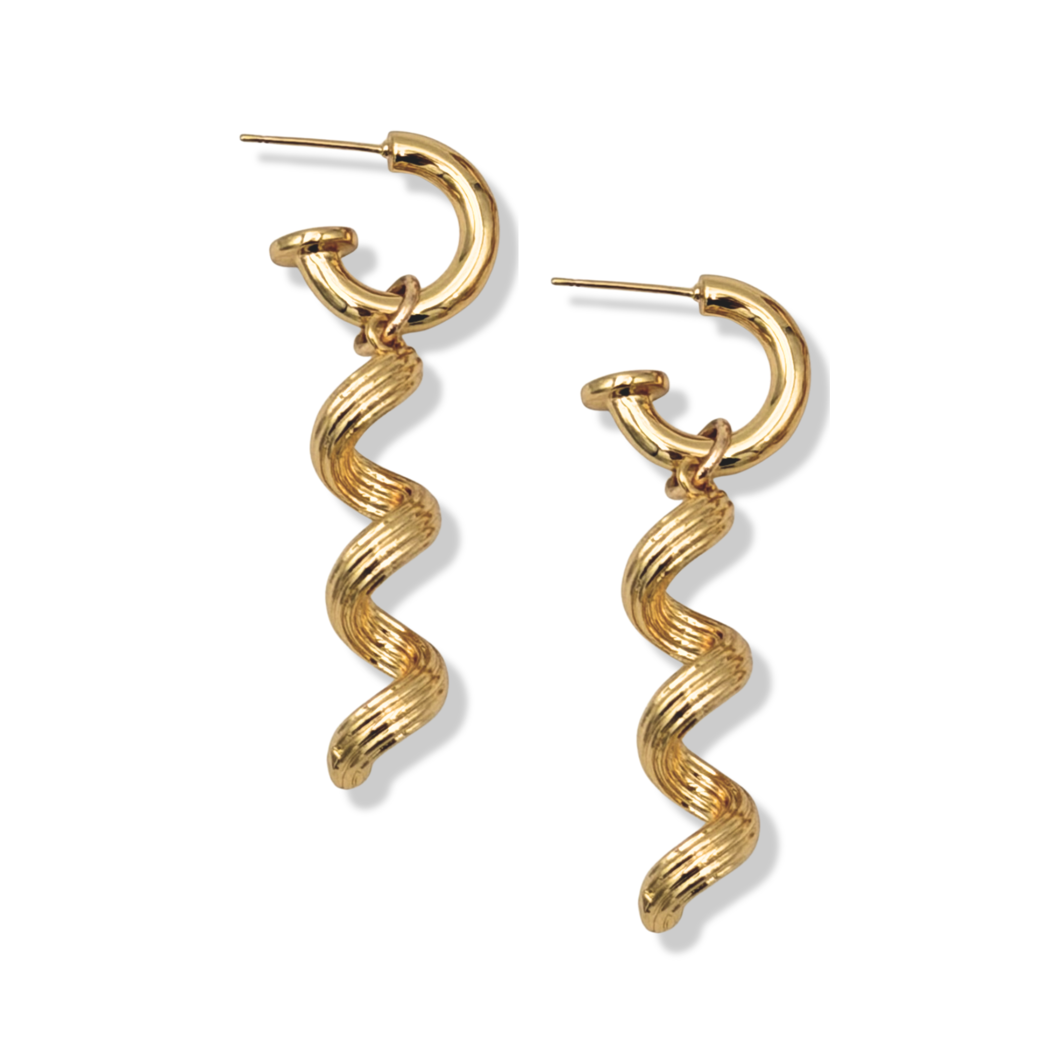 18K gold-filled Pasta charm earrings on gold hoops by HOLST+LEE